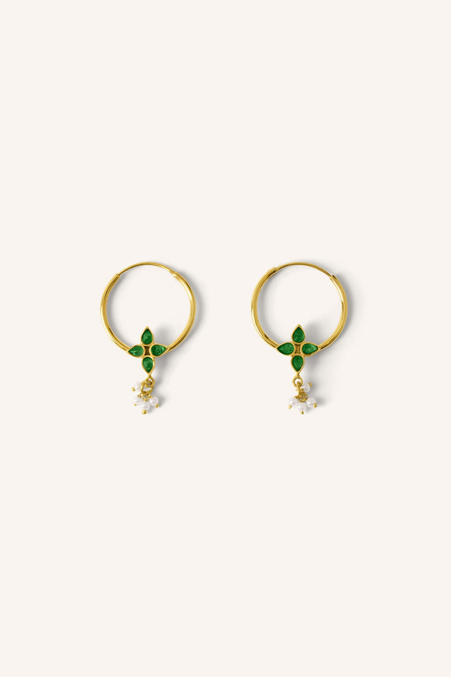 asha-earring-green-gold plated-all-time classic-by-bar-vooraanzicht