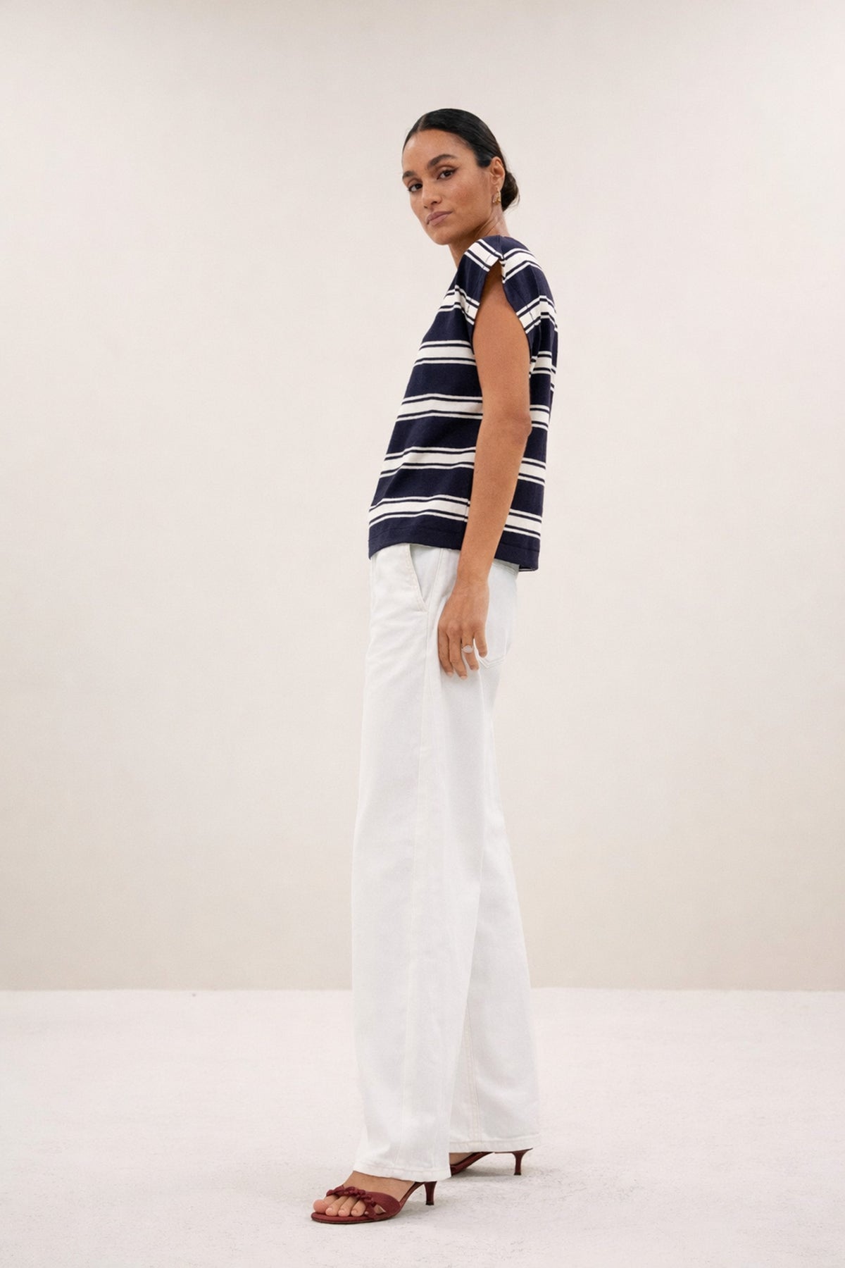 mason stripe top | grain navy stripe
