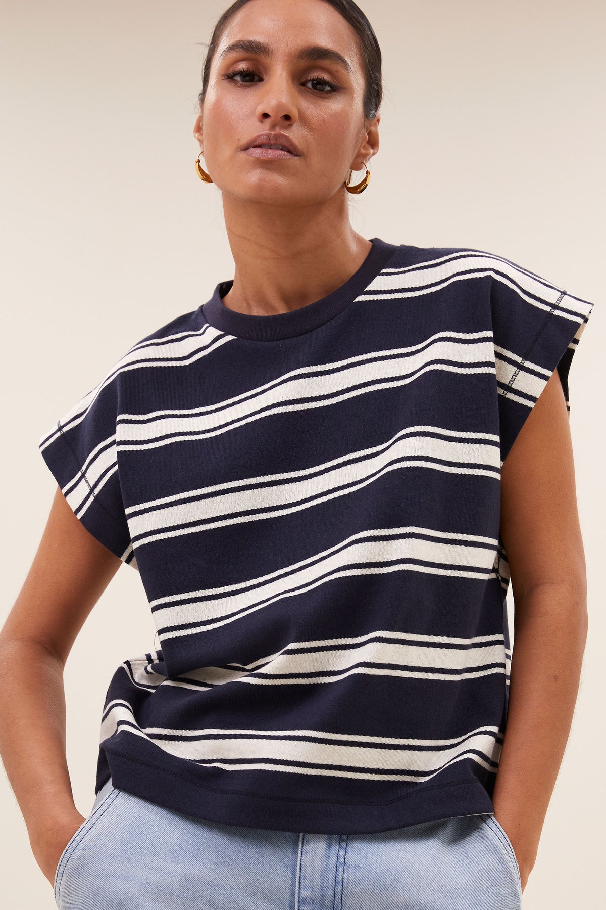 mason stripe top | grain navy stripe