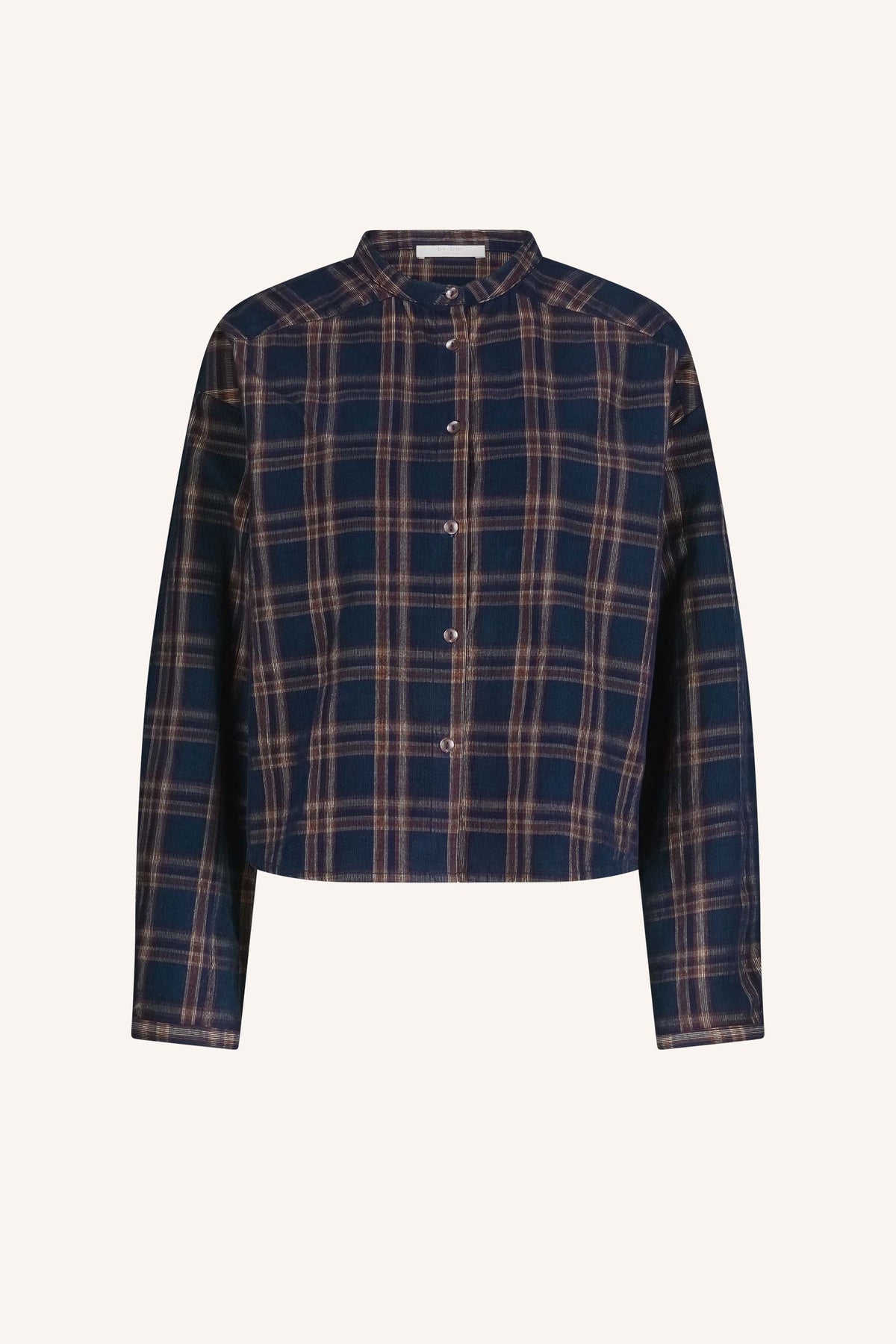 dean check blouse - oak check, korte fit, parelmoeren knopen, knoopsluiting mouw - by-bar - productfoto
