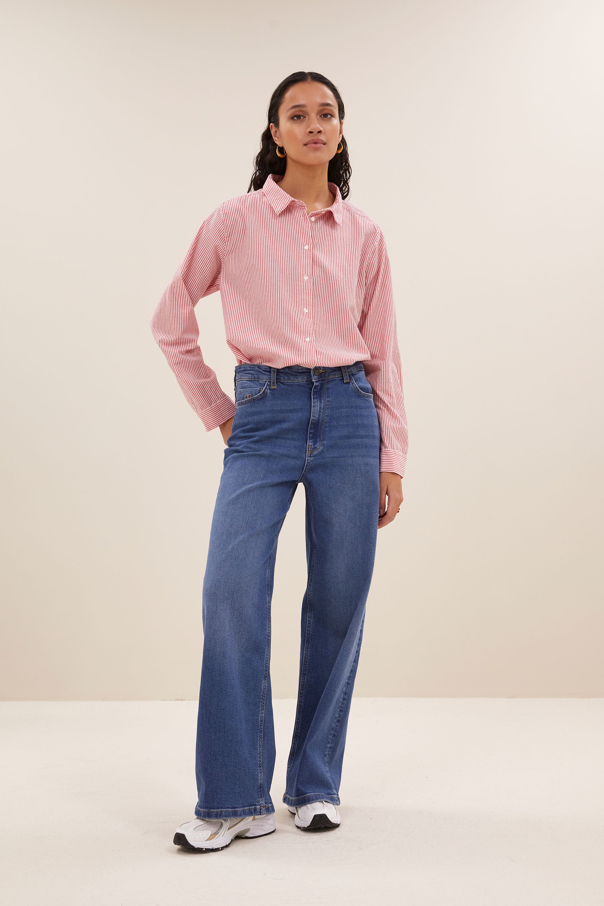 flo stripe blouse | red pinstripe