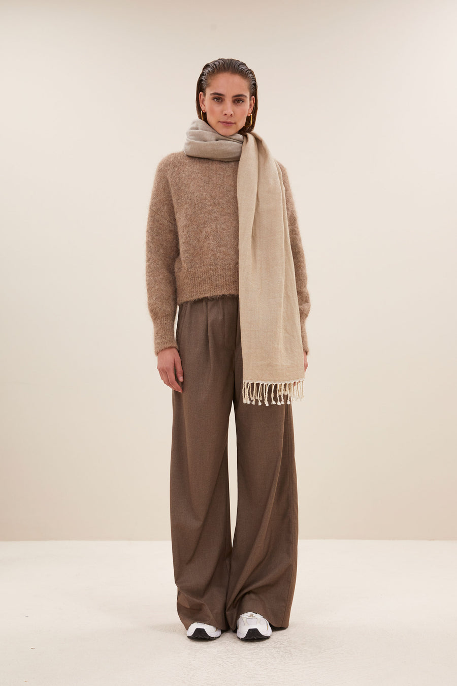 woolen natural scarf | beige