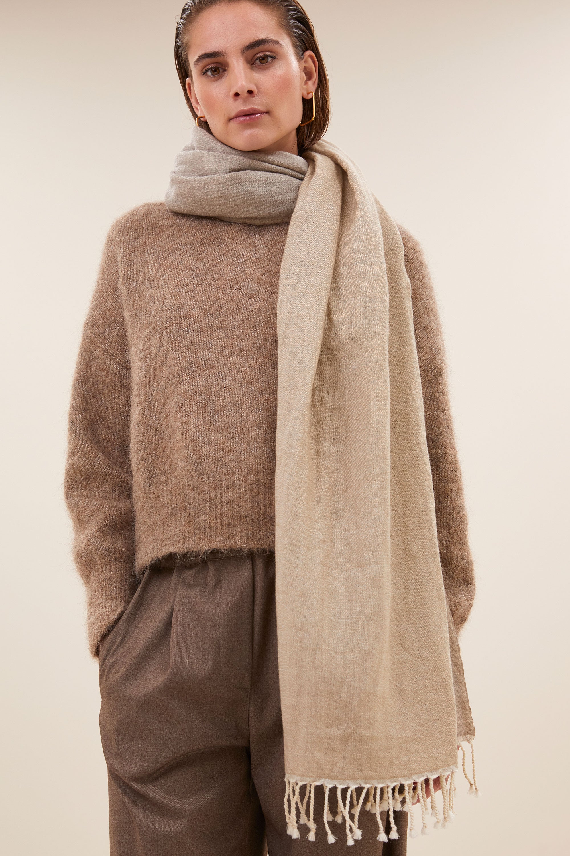 woolen natural scarf | beige