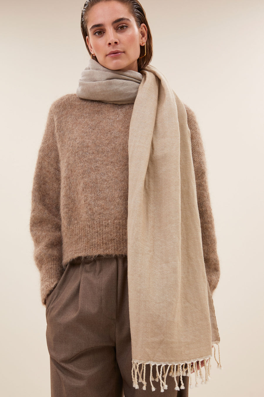 woolen natural scarf | beige