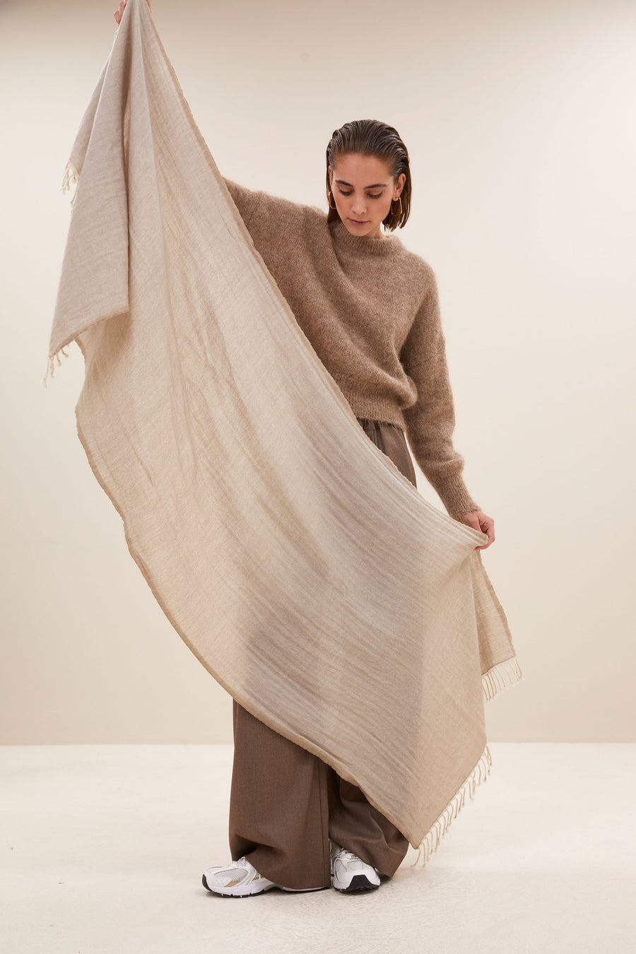 woolen natural scarf | beige