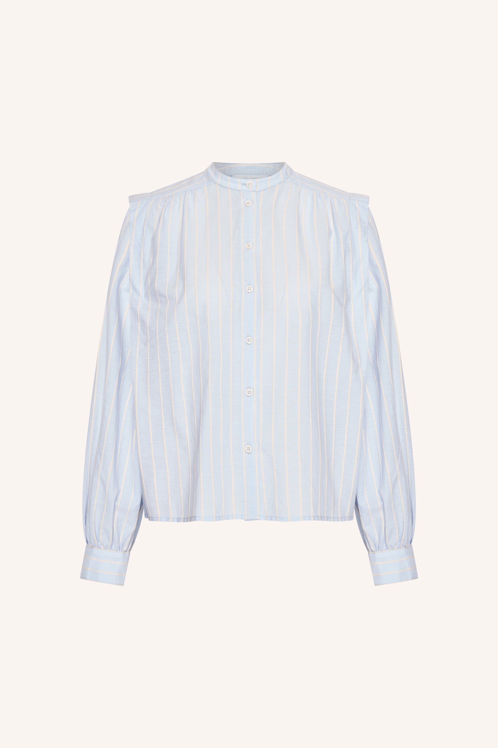 soof-stripe-blouse-sintra-blue-stripe-katoen kwaliteit-geplooide details-tijdloze pasvorm-by-bar-productfoto
