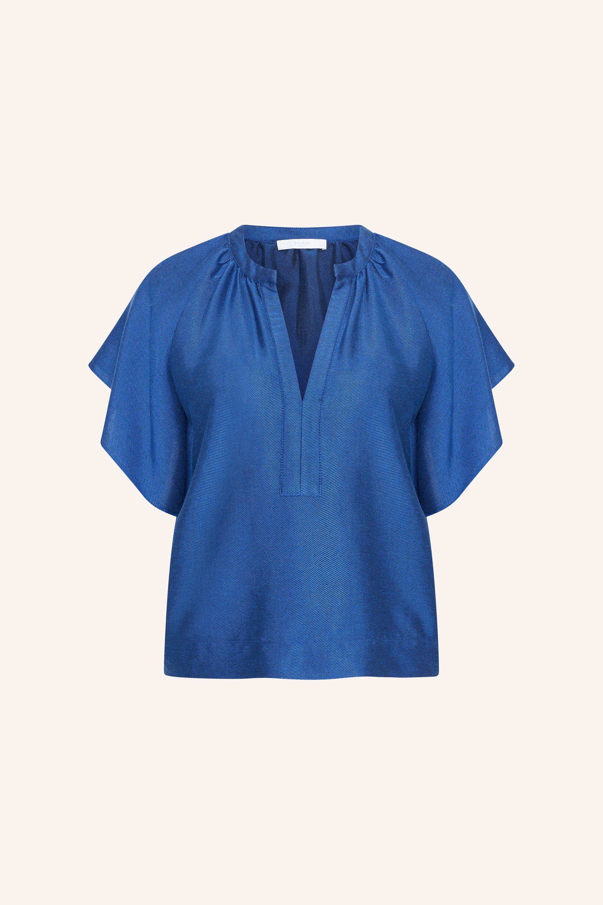 vina-gloss-blouse-kingsblue-normale pasvorm-v-halslijn-viscose kwaliteit-by-bar-productfoto