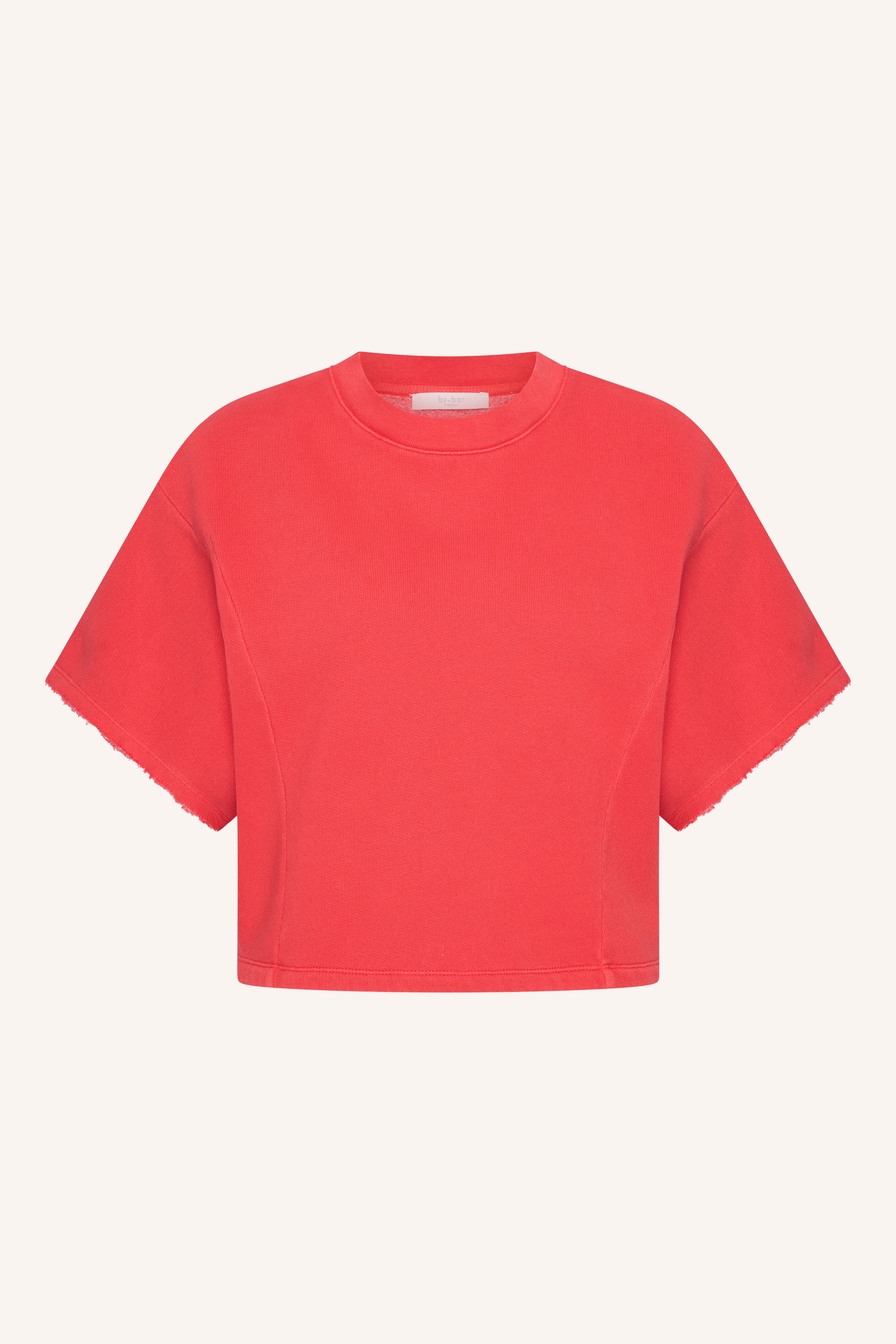 suki-sweat-top-poppy-red-losvallende pasvorm-biologisch katoen-ronde halslijn-by-bar-productfoto