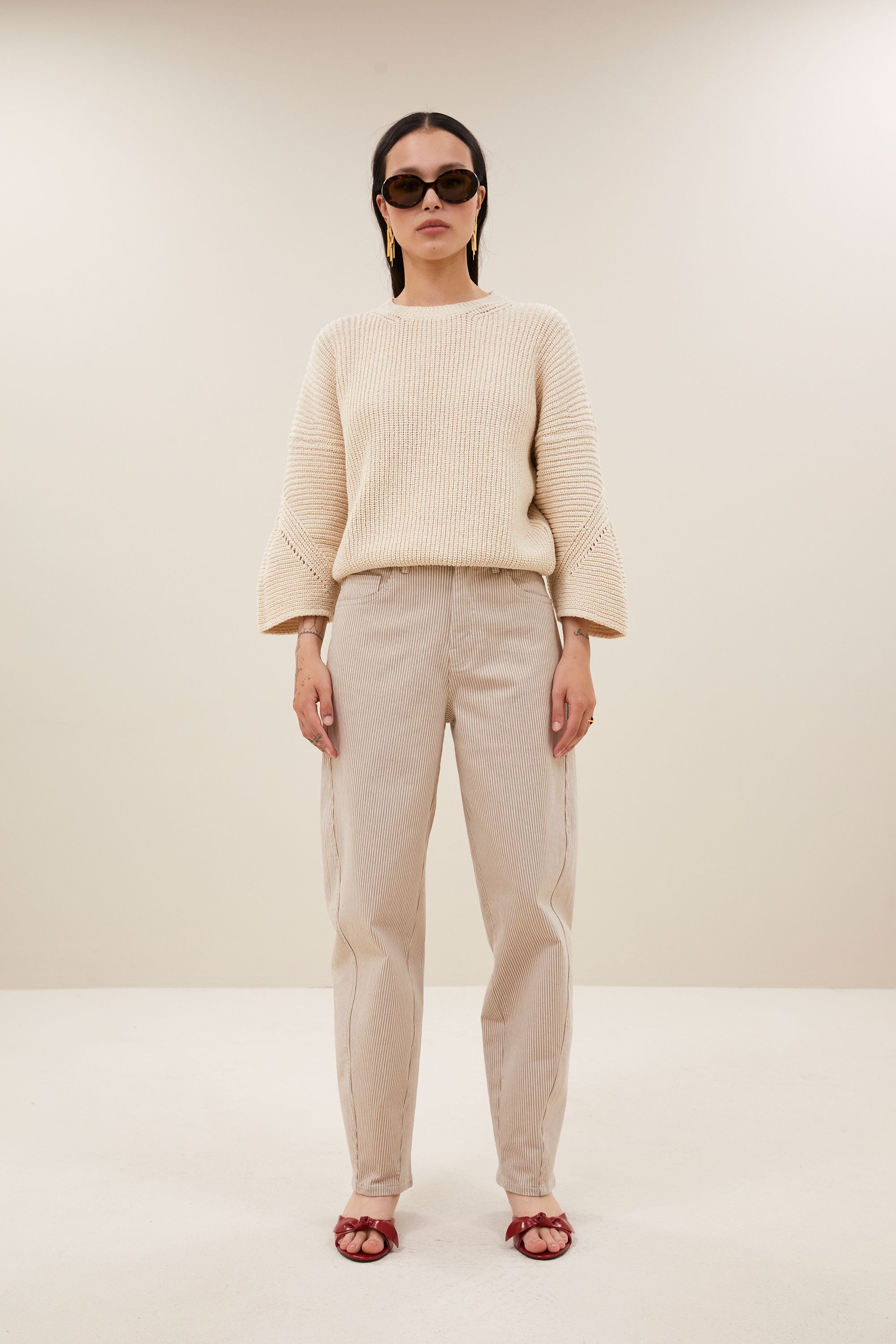 jimmy-pullover-off-white-casual fit-normale pasvorm-ronde halslijn-by-bar-vooraanzicht