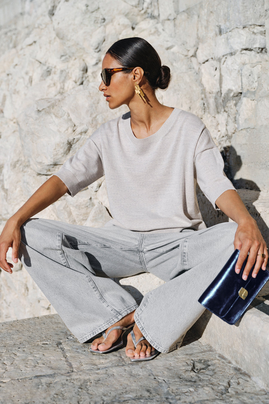 holly ss pullover | light grey melee