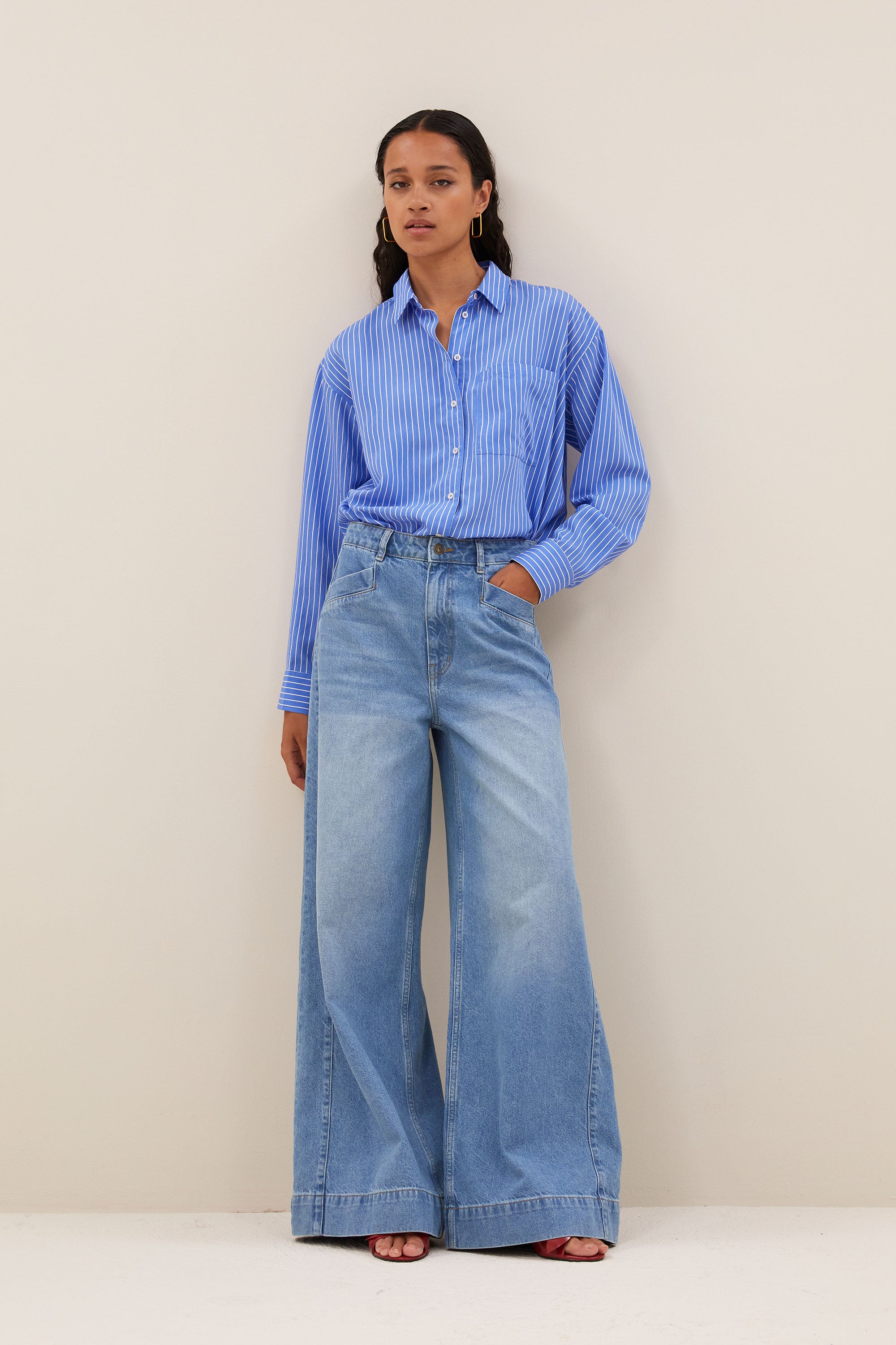 nono-jeans-denim-katoen kwaliteit-wijduitlopende pasvorm-hoge taille-by-bar-extra