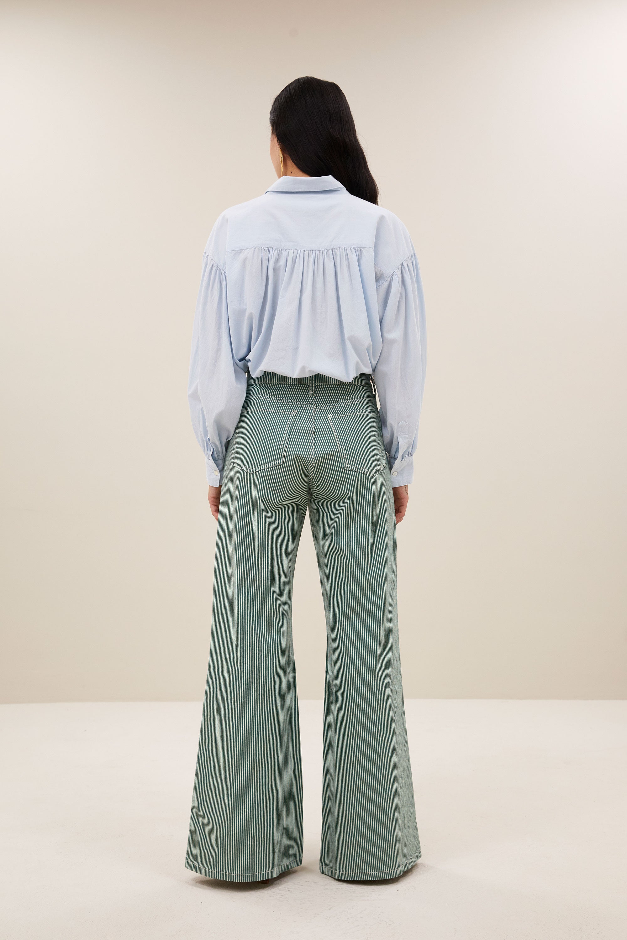 femme-stripe-pants-dark-green-stripe-1-by-bar-achteraanzicht