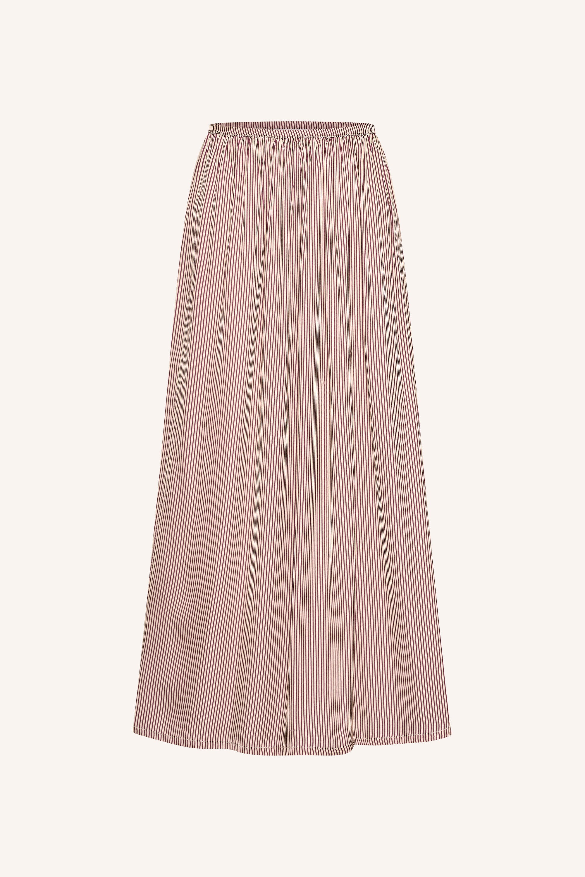 reva-viscose-stripe-skirt-wine-stripe-casual fit-losvallende pasvorm-viscose kwaliteit-by-bar-productfoto