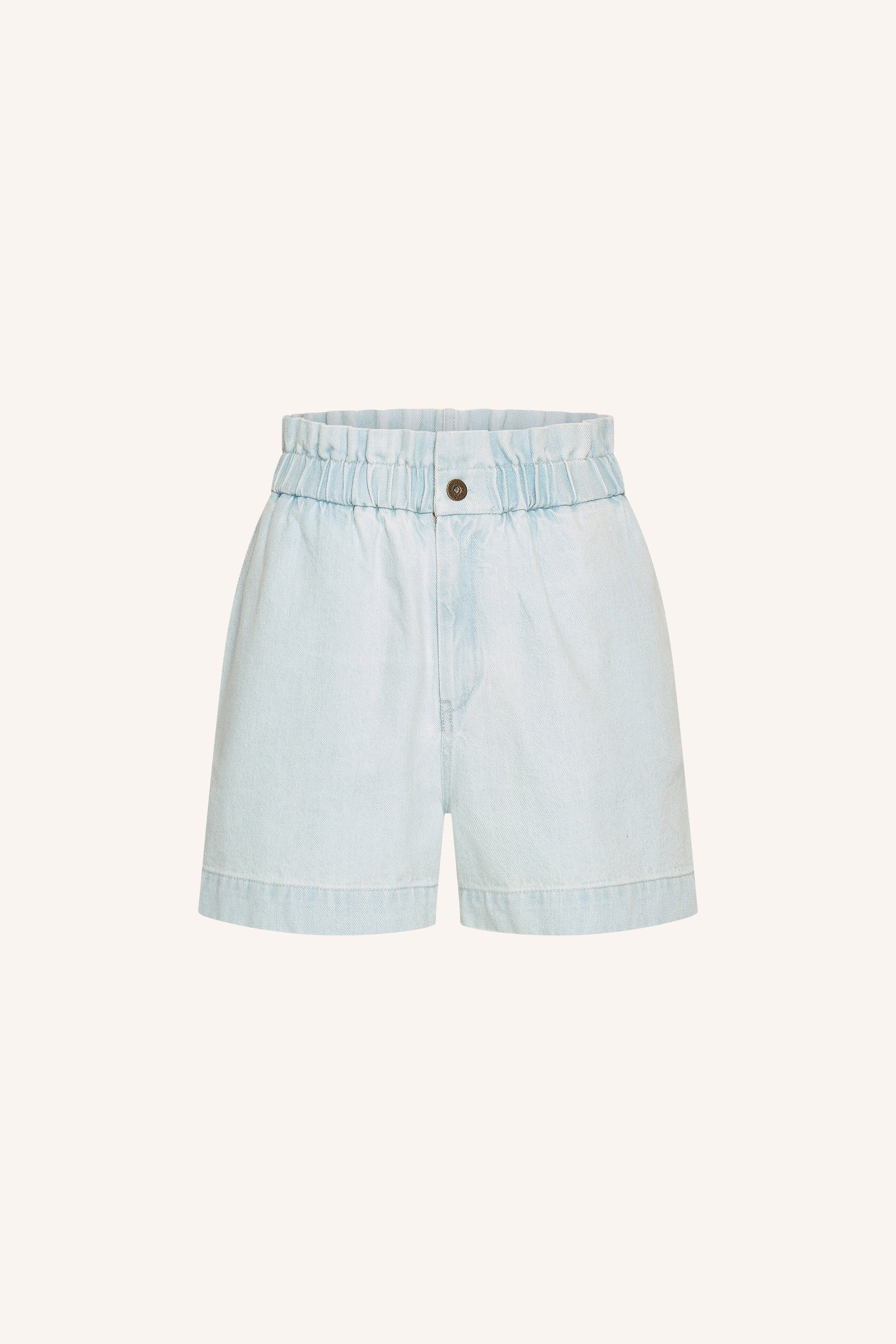 leon-bleached-denim-short-bleached-denim-hoge taille-losvallende pasvorm-rits- en knoopsluiting-by-bar-productfoto