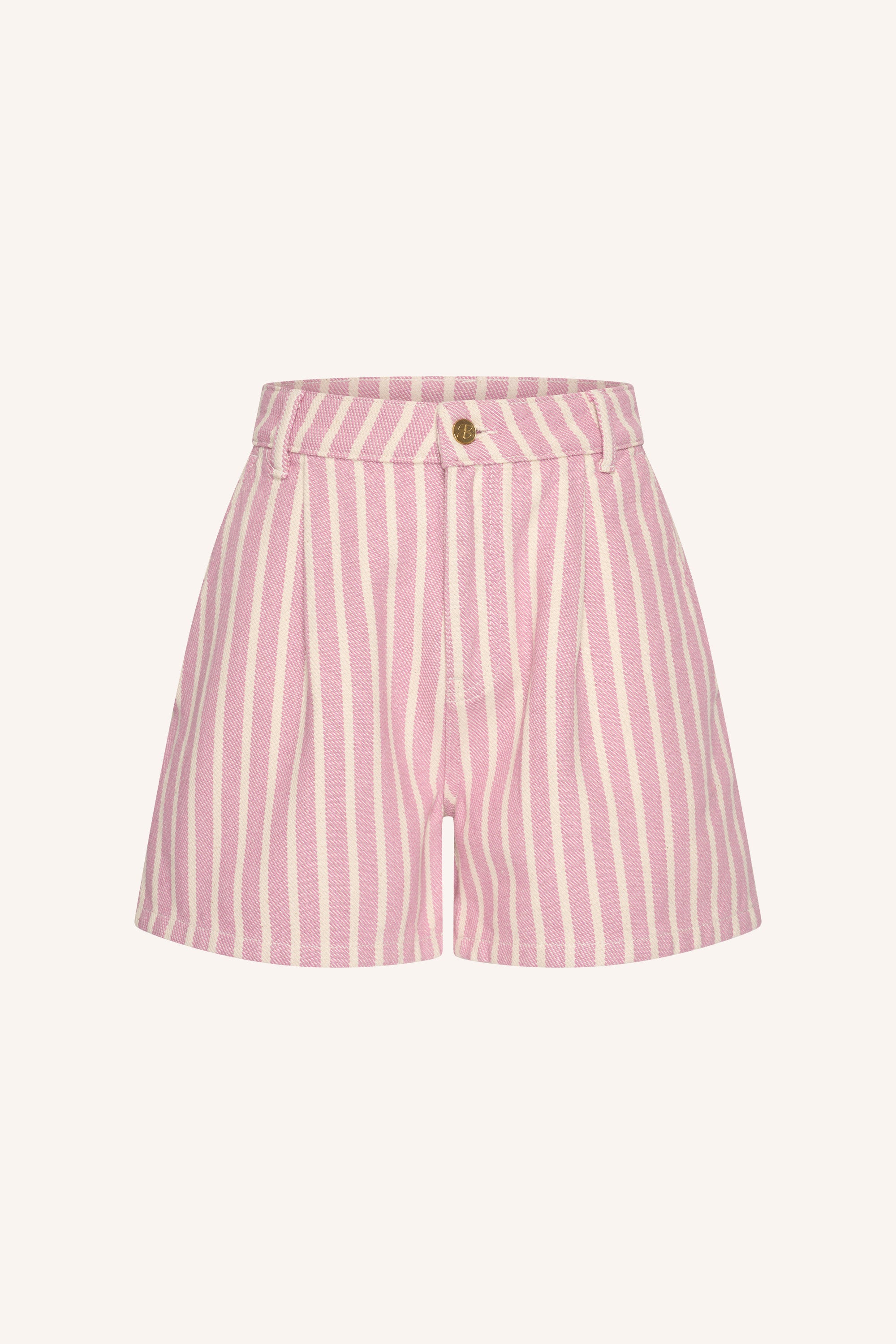 june-stripe-shorts-pink-stripe-comfortabele draagervaring-biologisch katoen-plooien-by-bar-productfoto