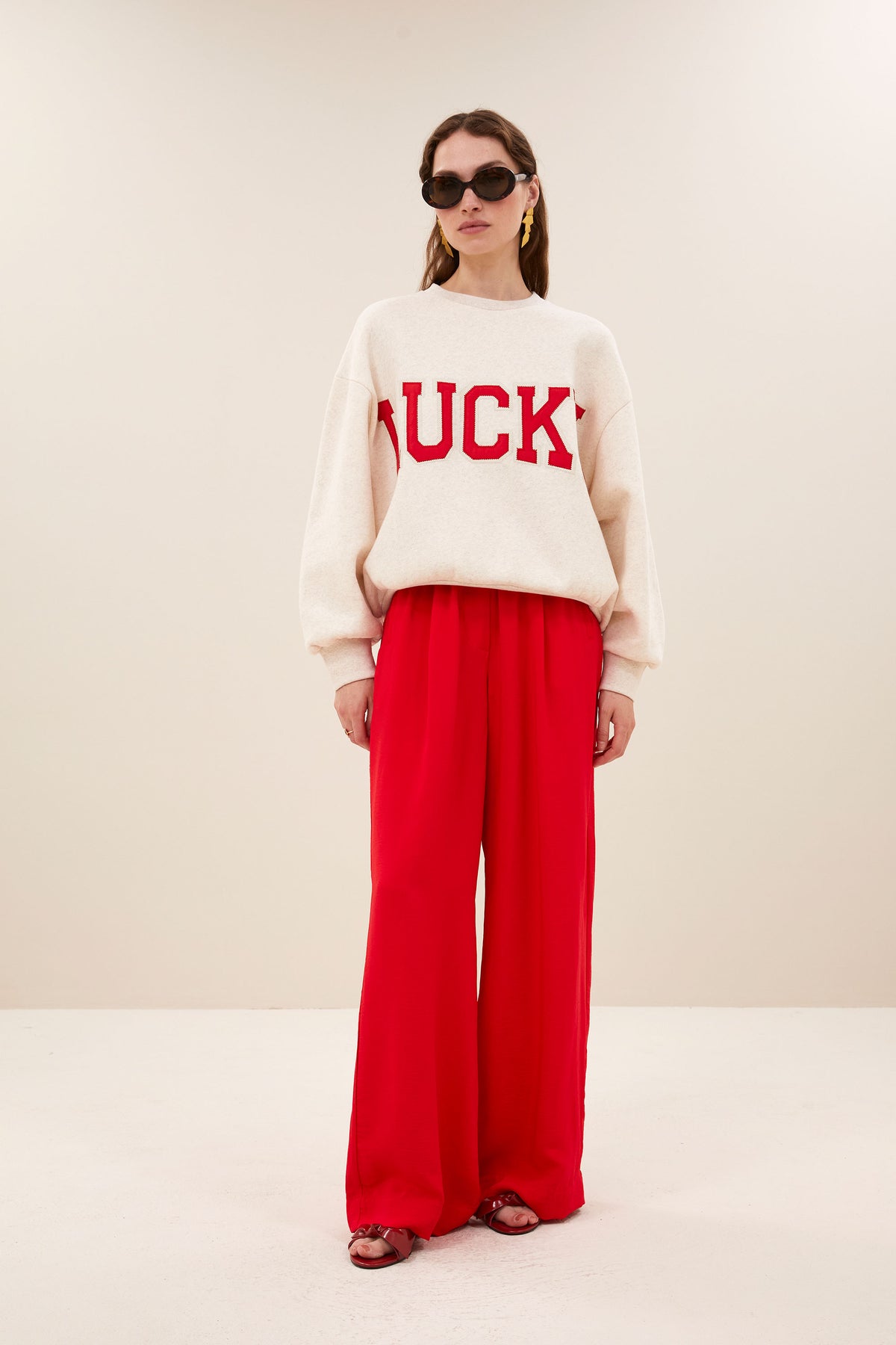 bibi lucky patchwork sweater | oyster melee