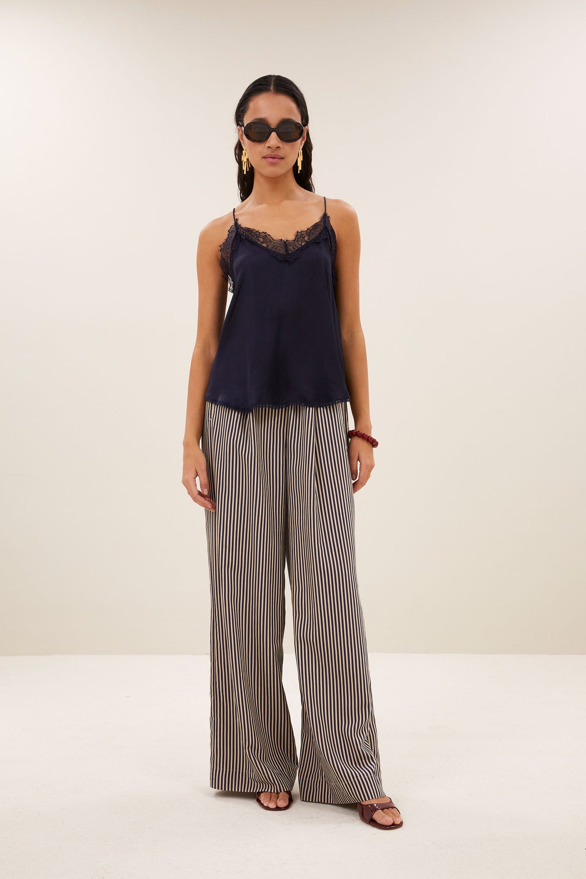 pia satin top | captain blue