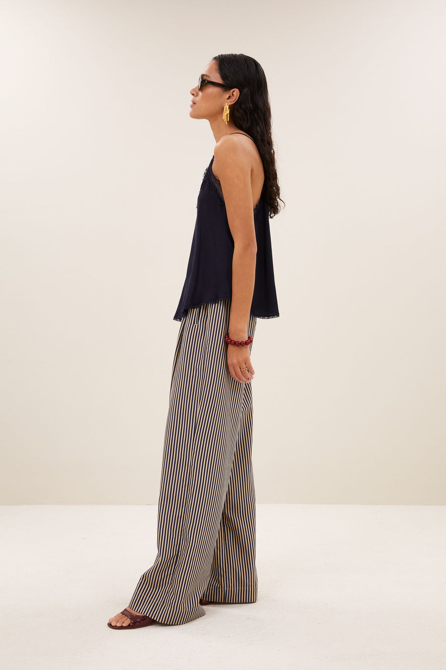 pia satin top | captain blue