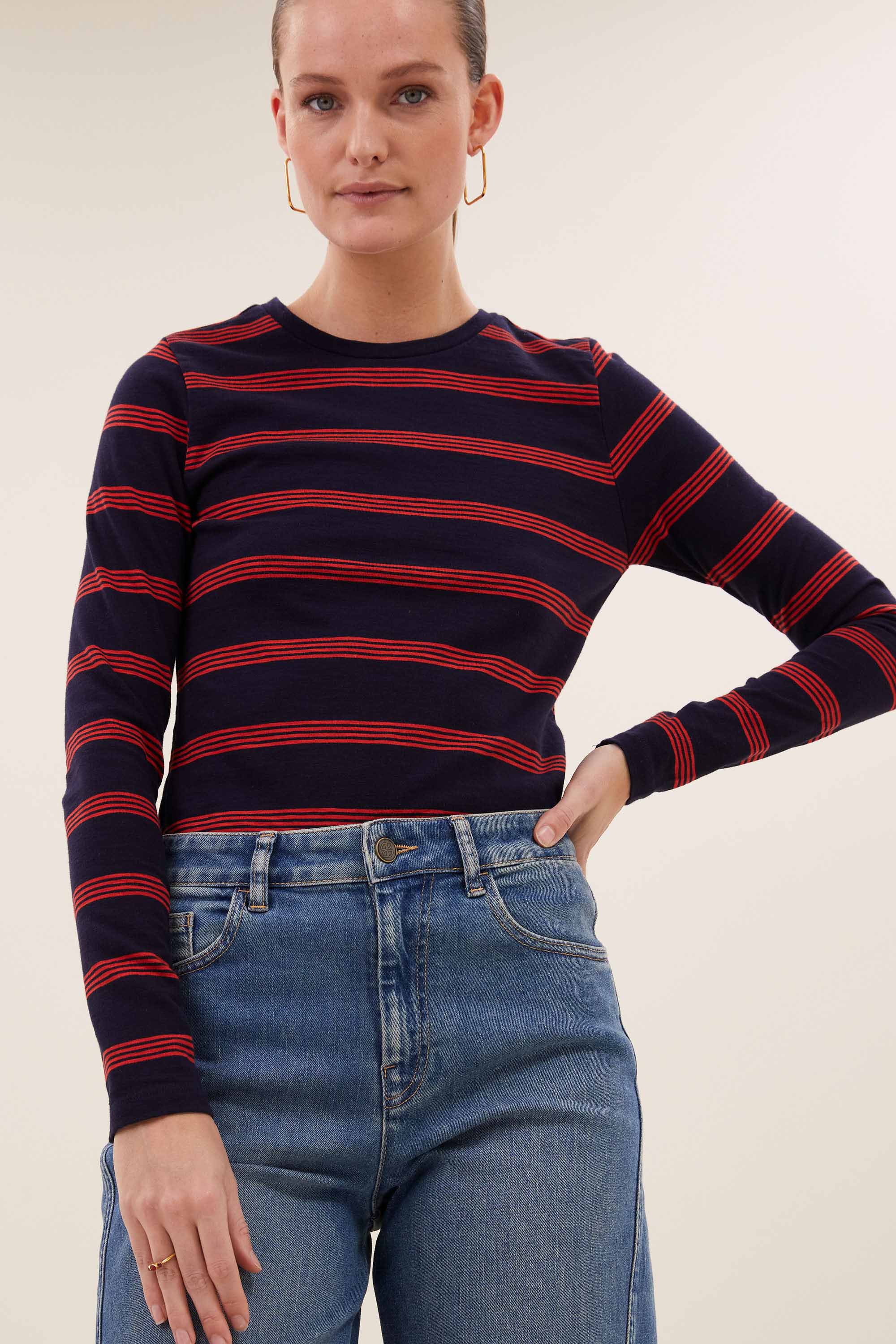 mali ls stripe top | poppy multi stripe