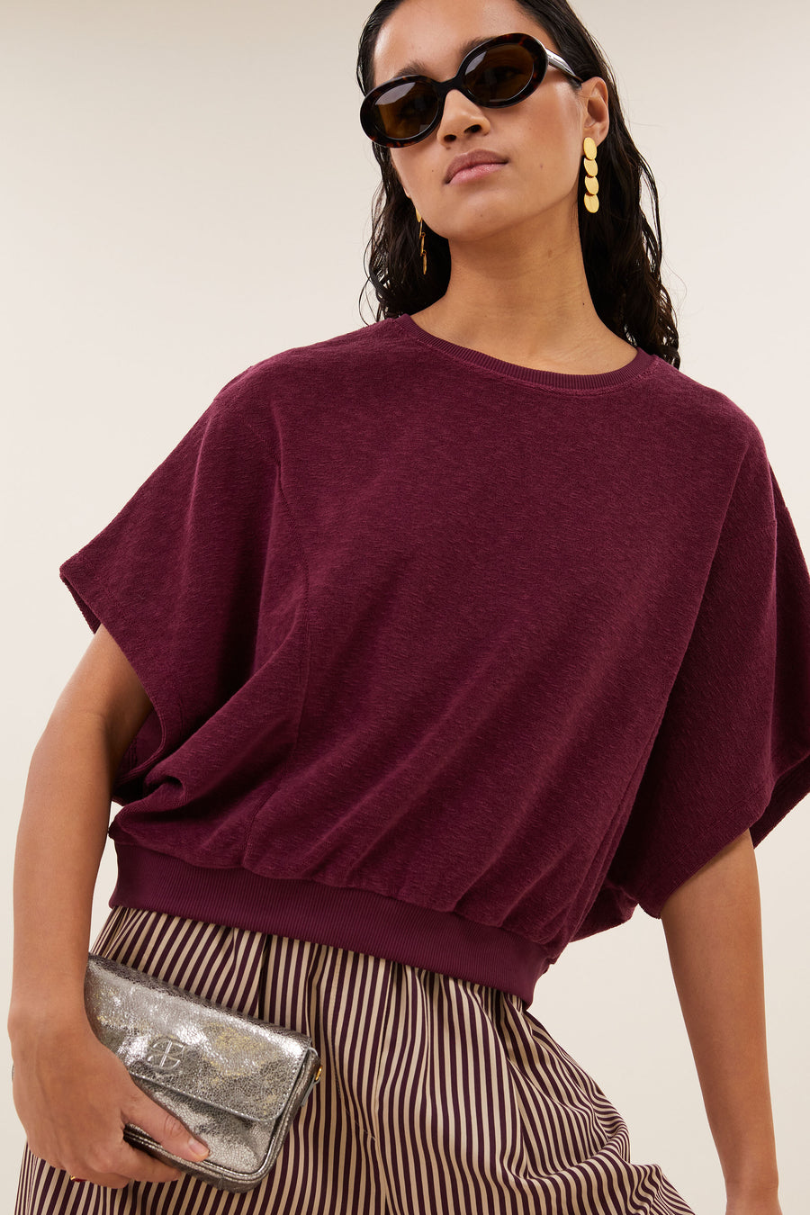 nuki slub top | burgundy crush