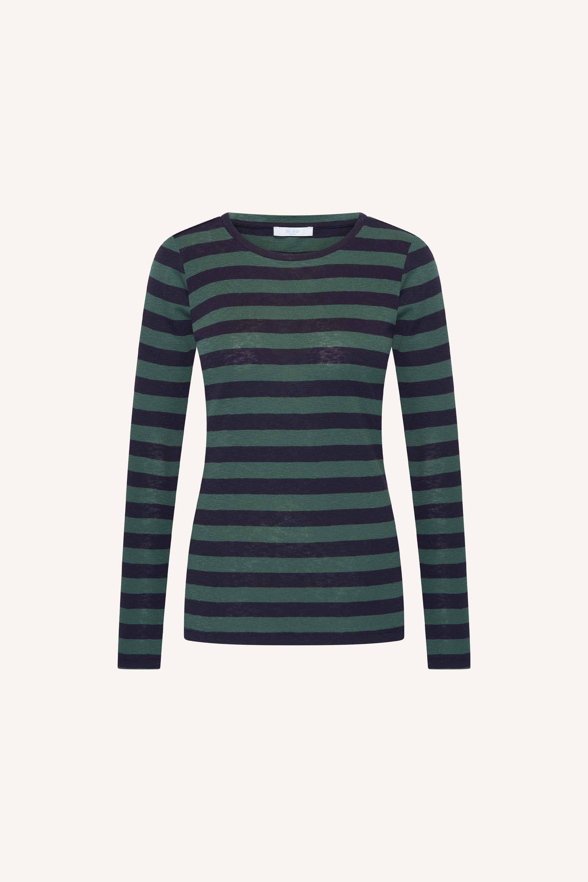 basic-ls-big-stripe-top-deep-green-2-all-time classic-aansluitende fit-biologisch katoen-by-bar-productfoto