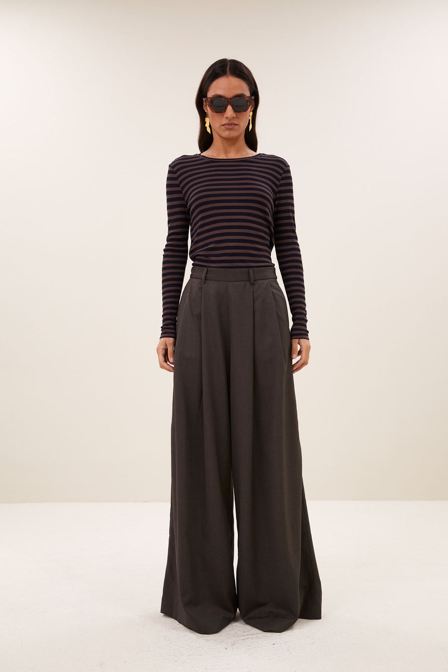 basic ls rib top | deep stripe