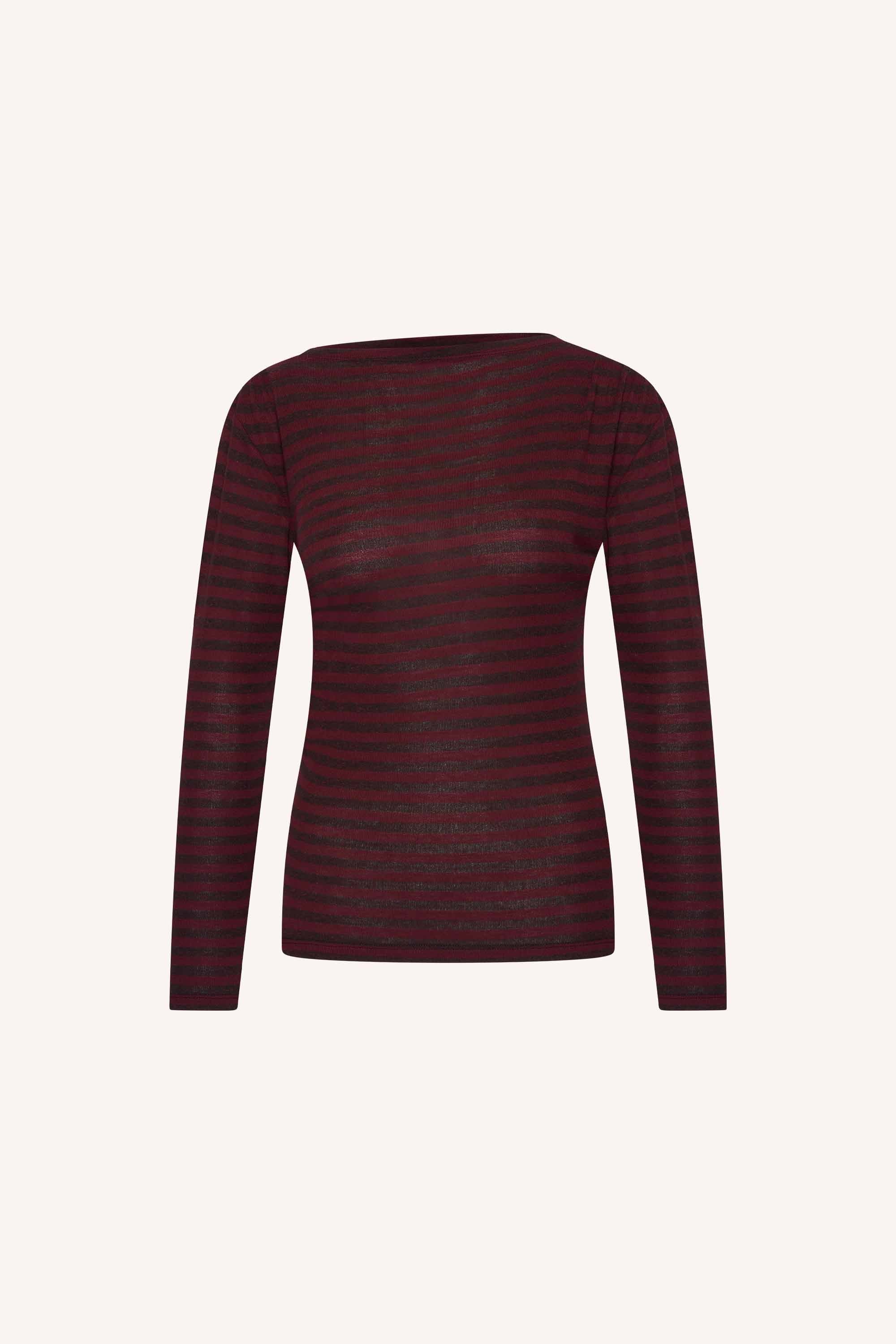 leya-melange-stripe-top-pecan-all-time classic-casual fit-aansluitende fit-by-bar-productfoto