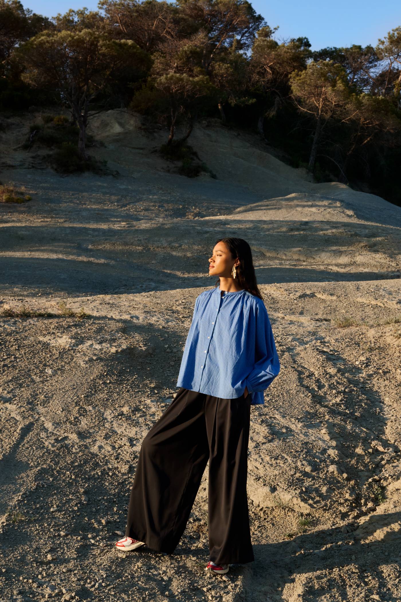 nyka blue check blouse | little blue check