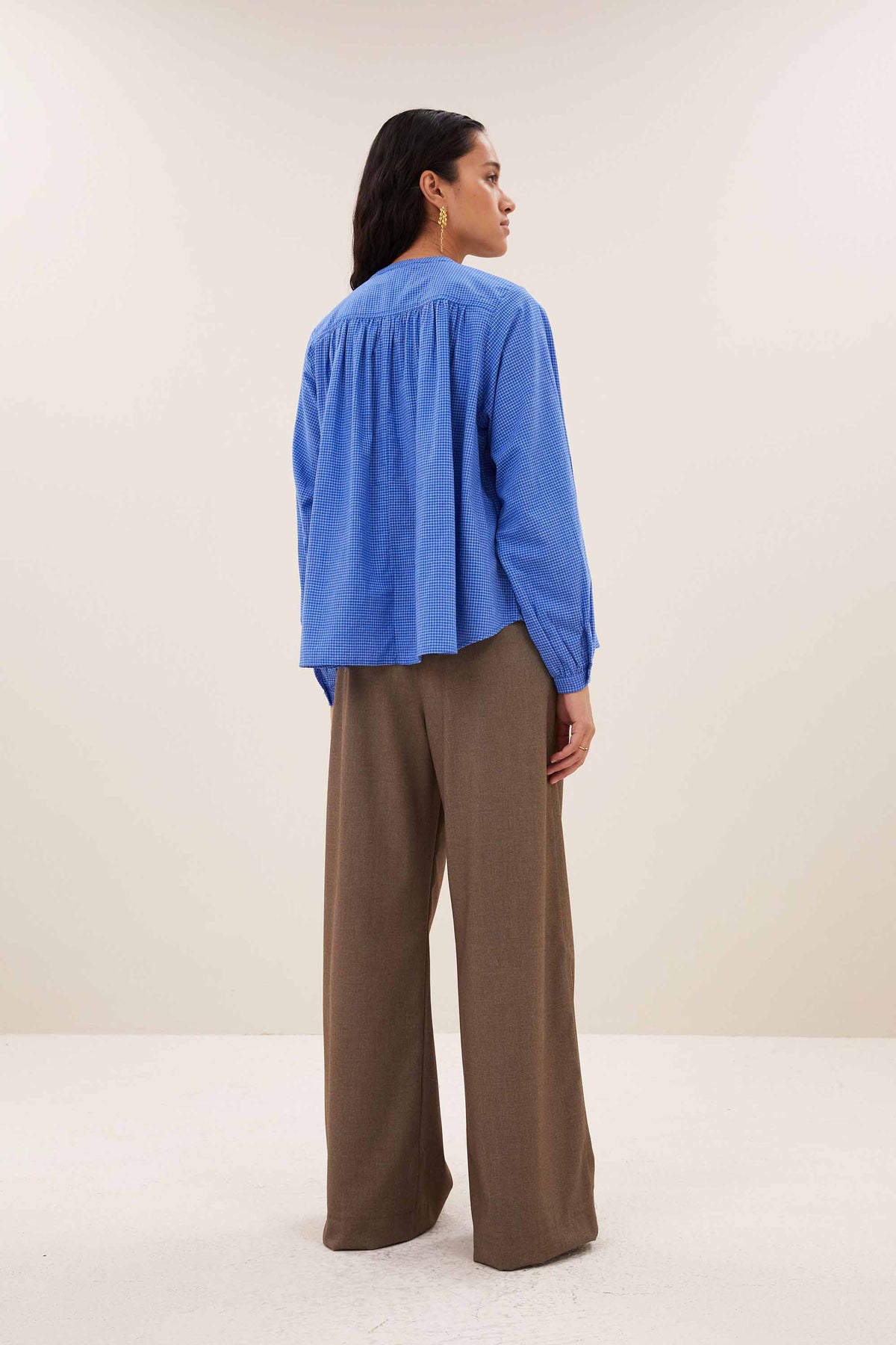 nyka blue check blouse | little blue check
