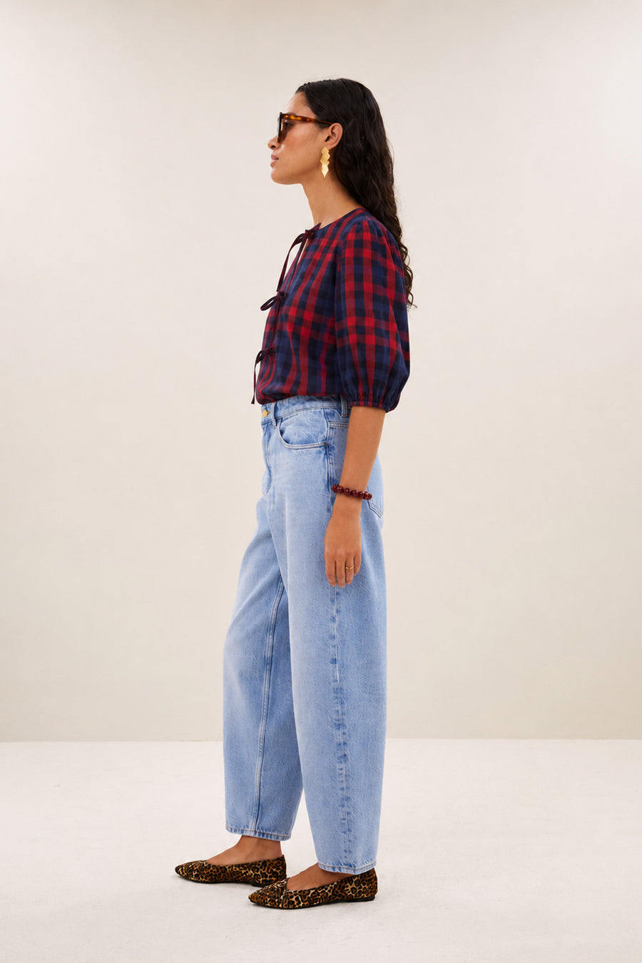 kaya red check blouse | royal red check