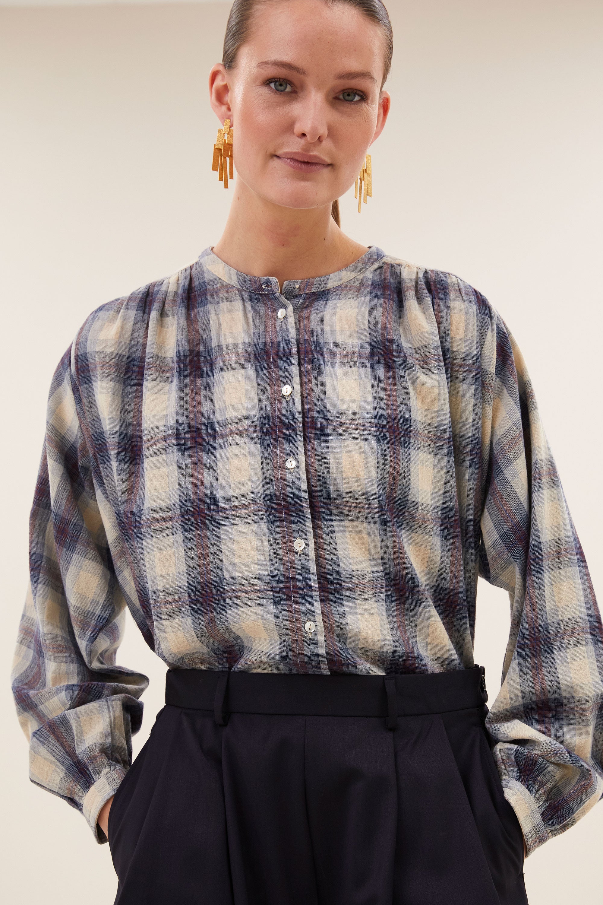 nyka tokyo check blouse | tokyo check