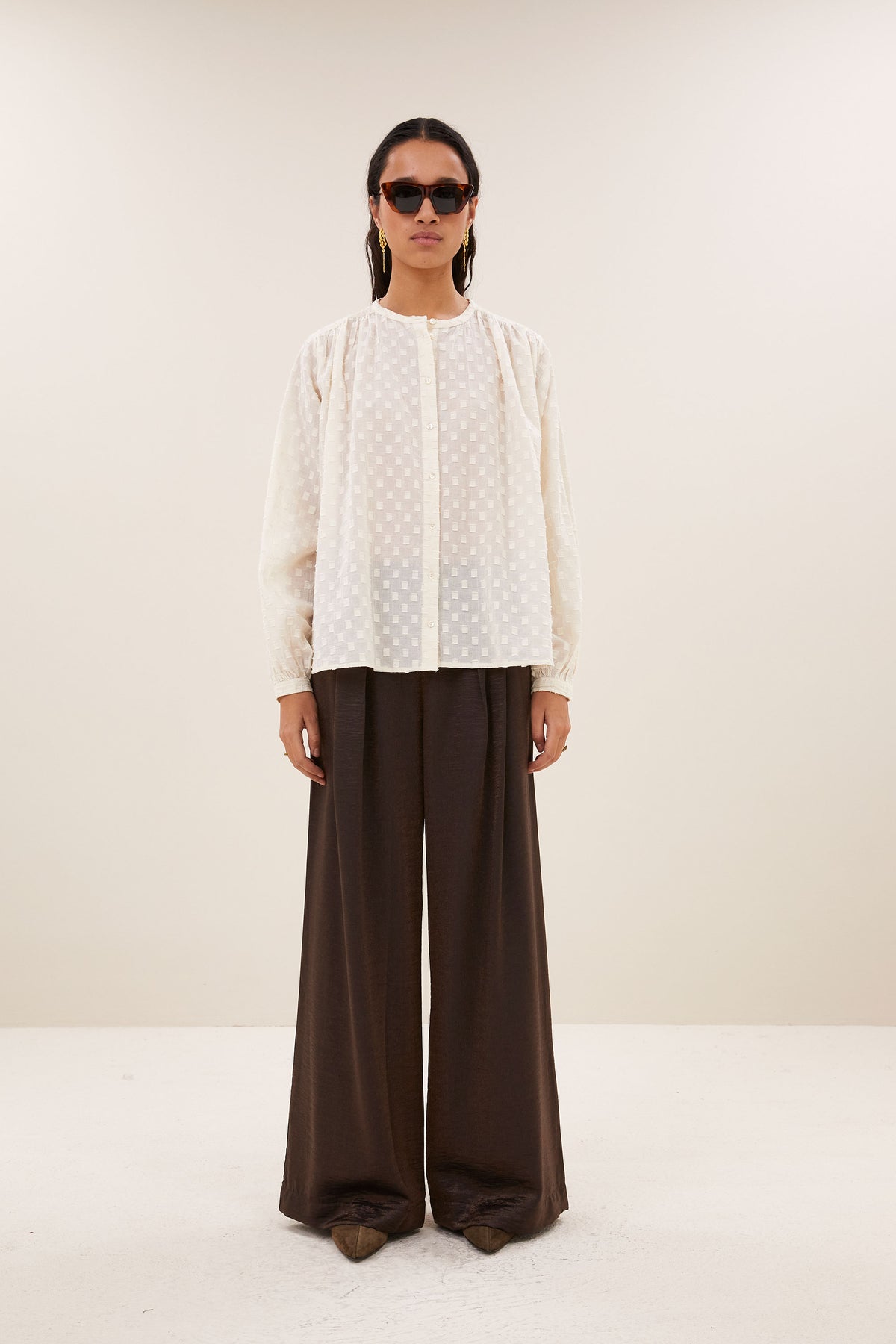 nyka weave blouse | off white weave
