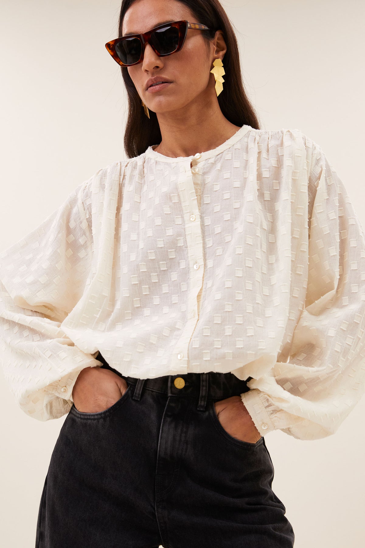 nyka weave blouse | off white weave