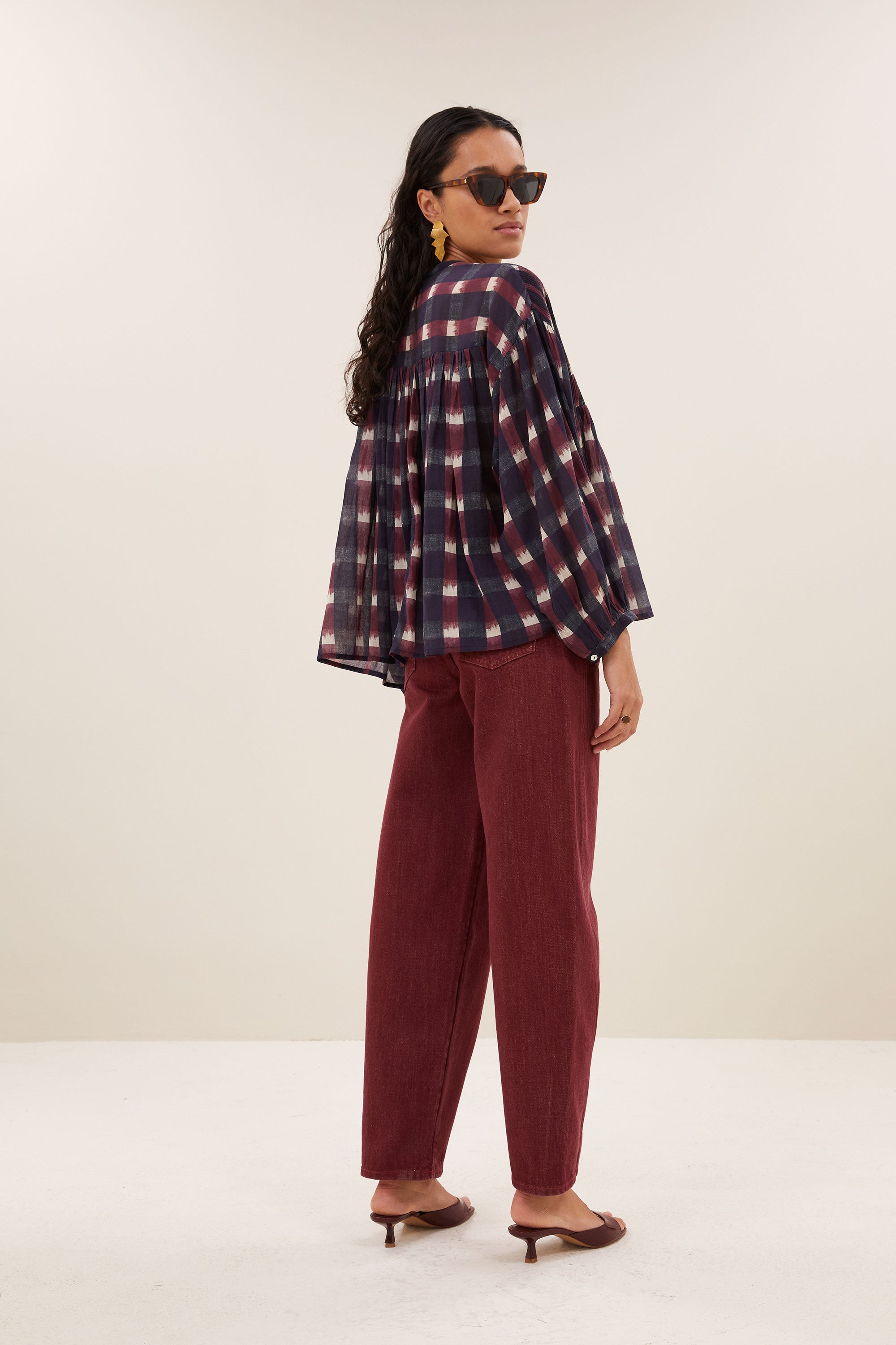 mine ikat blouse | wine ikat print