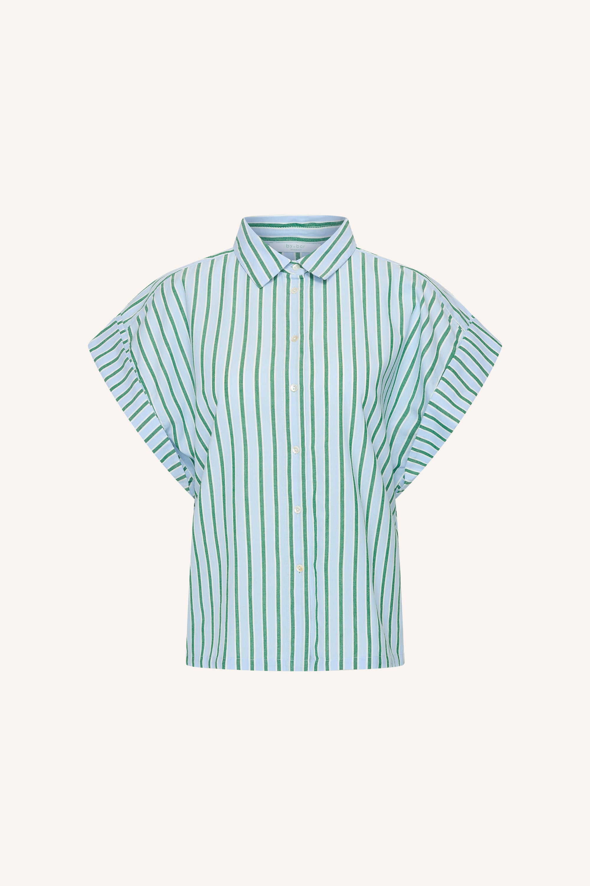 pixie-sea-blouse-green-sea-stripe-all-time classic-knoopsluiting-kleine kapmouw-by-bar-productfoto