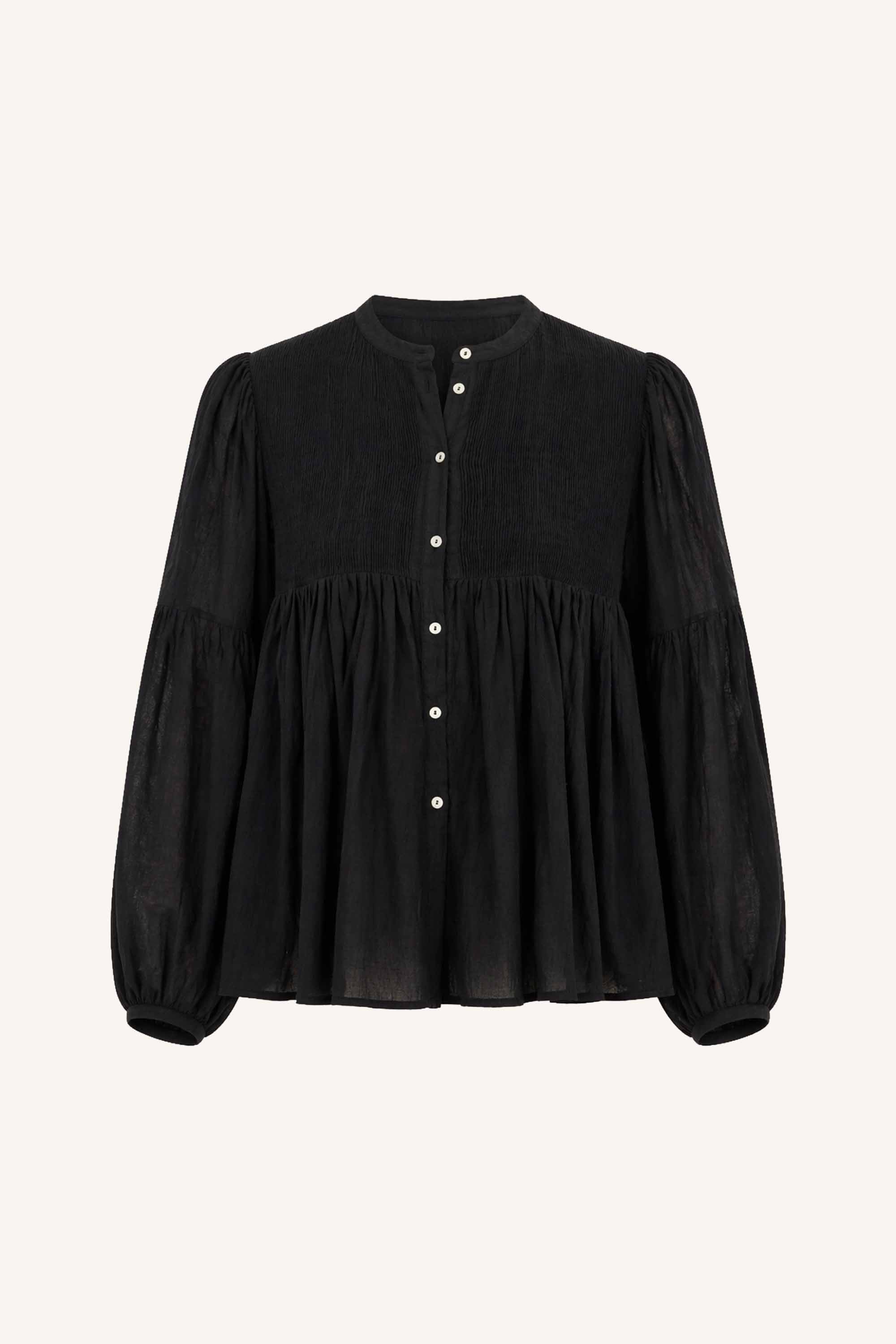 mine-blouse-black-all-time classic-knoopsluiting-elastisch smok detail-by-bar-productfoto