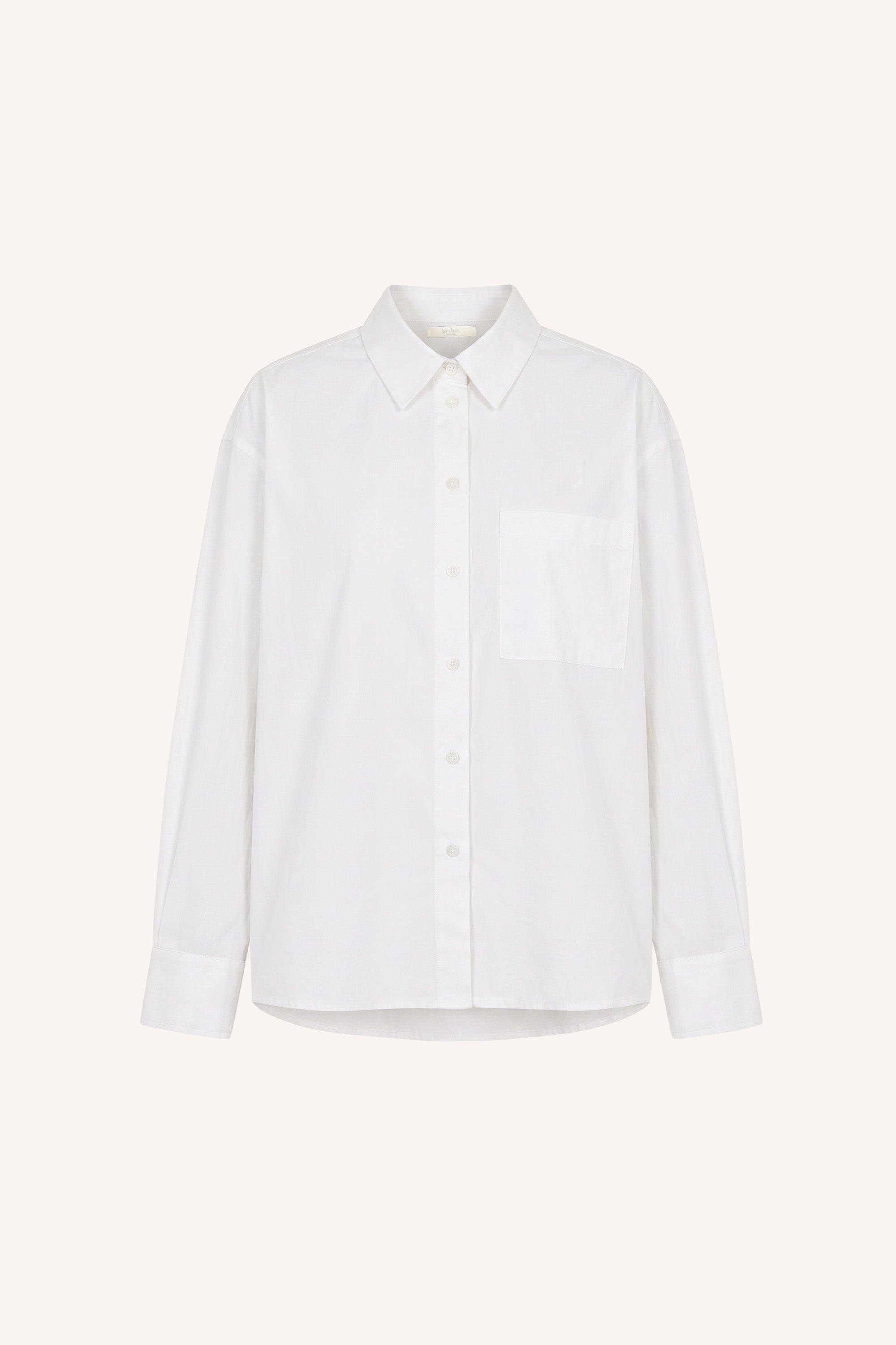 lise-poplin-blouse-white-all-time classic-knoopsluiting-opstaande kraag-by-bar-productfoto