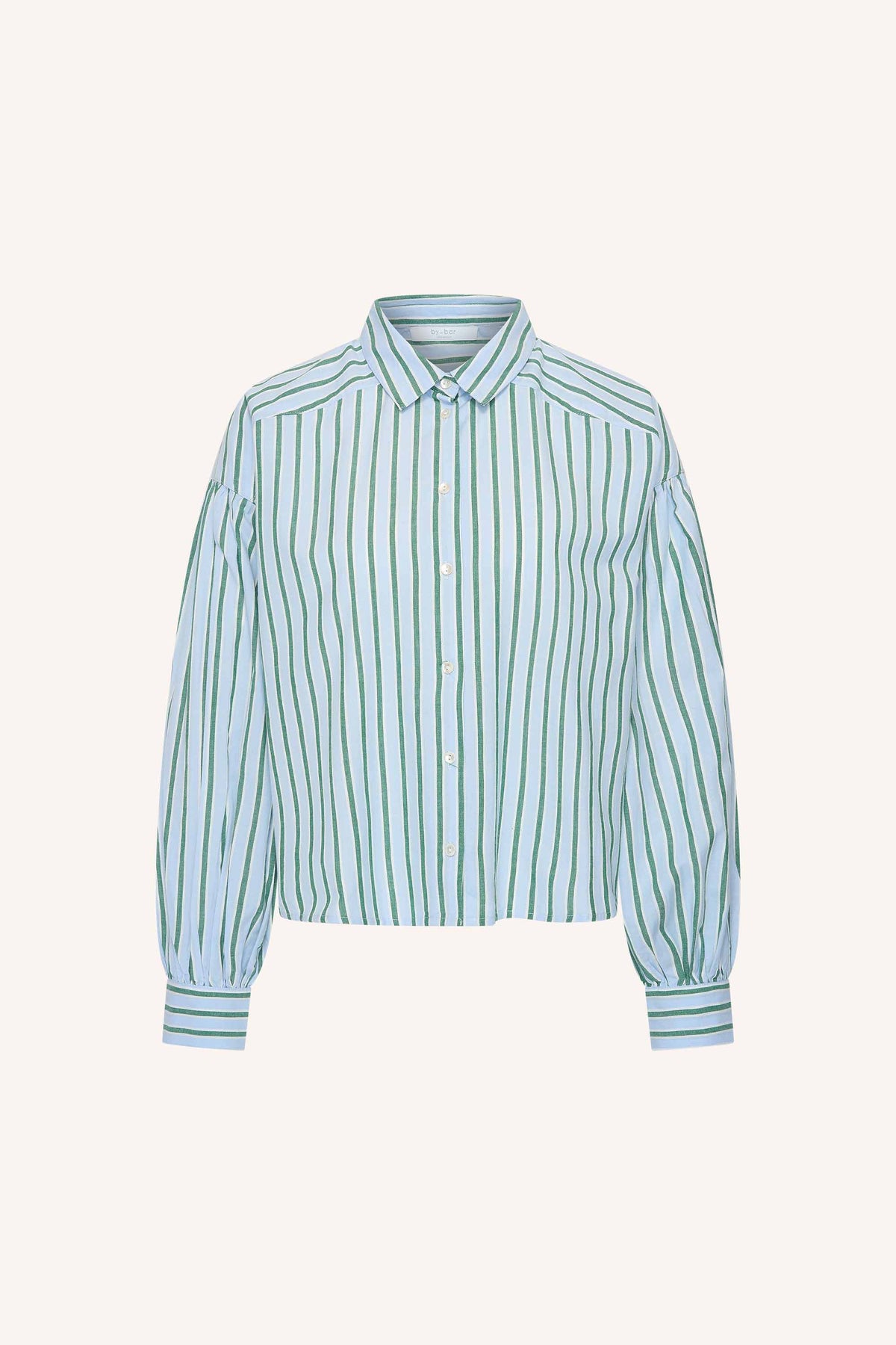 sarah short sea blouse | green sea stripe
