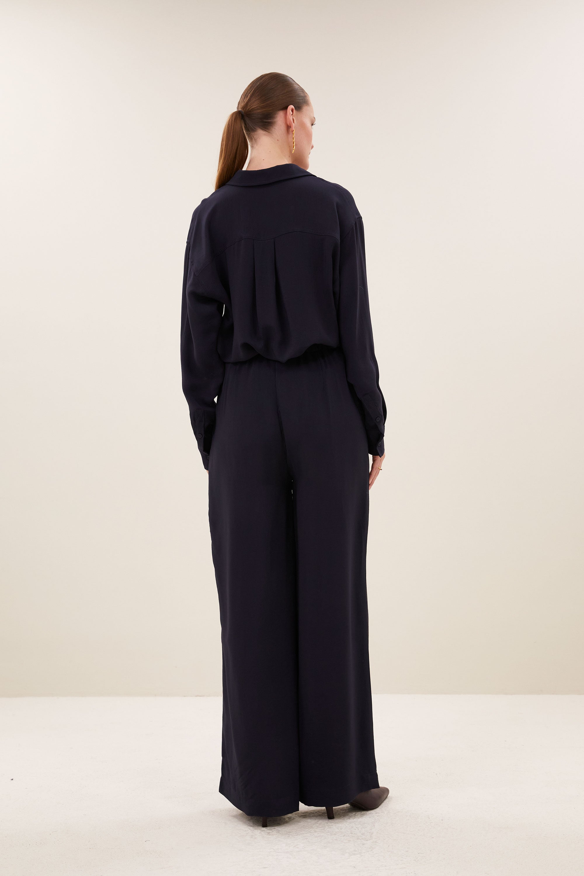 pelle satin stripe pants | night sky