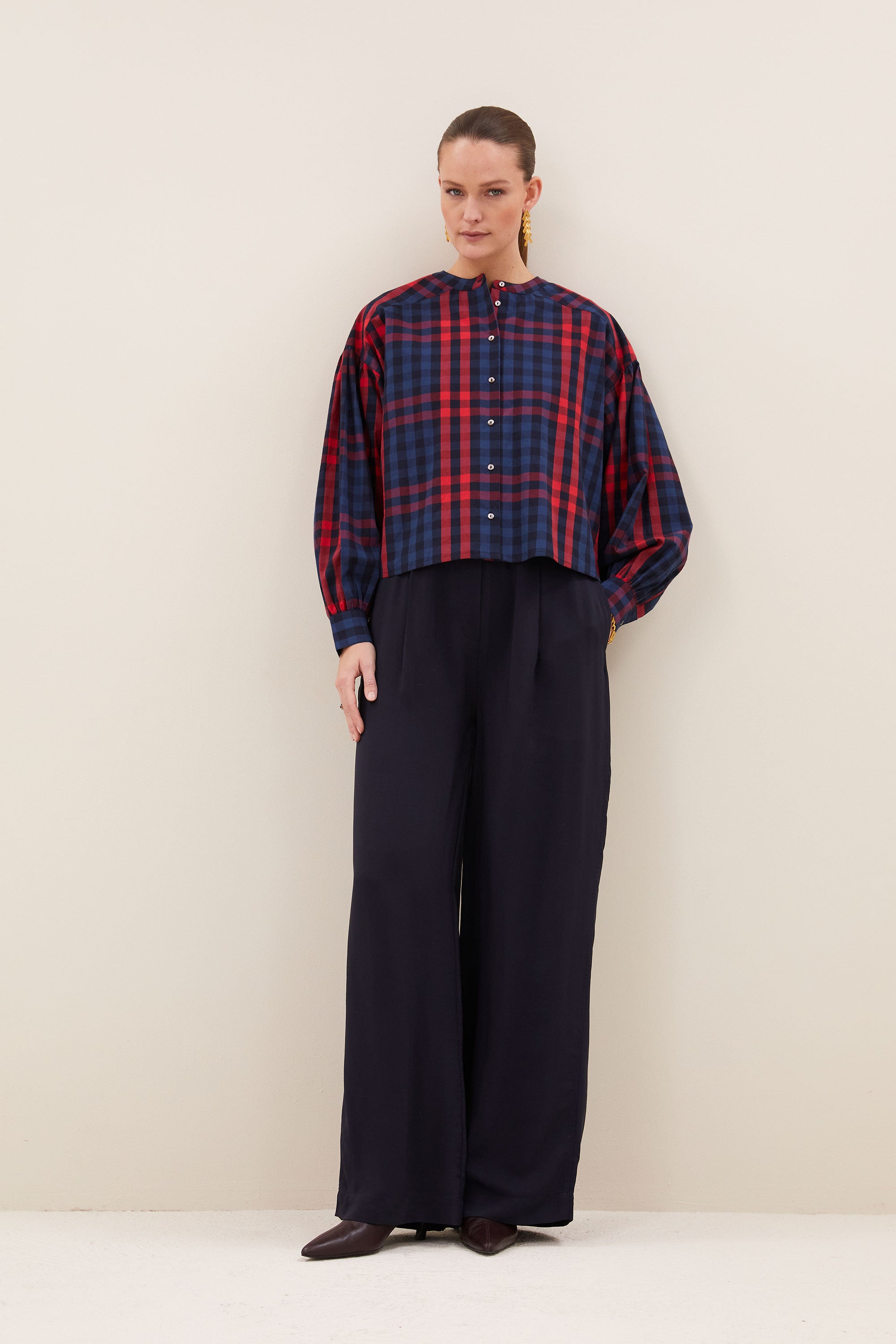 pelle satin stripe pants | night sky