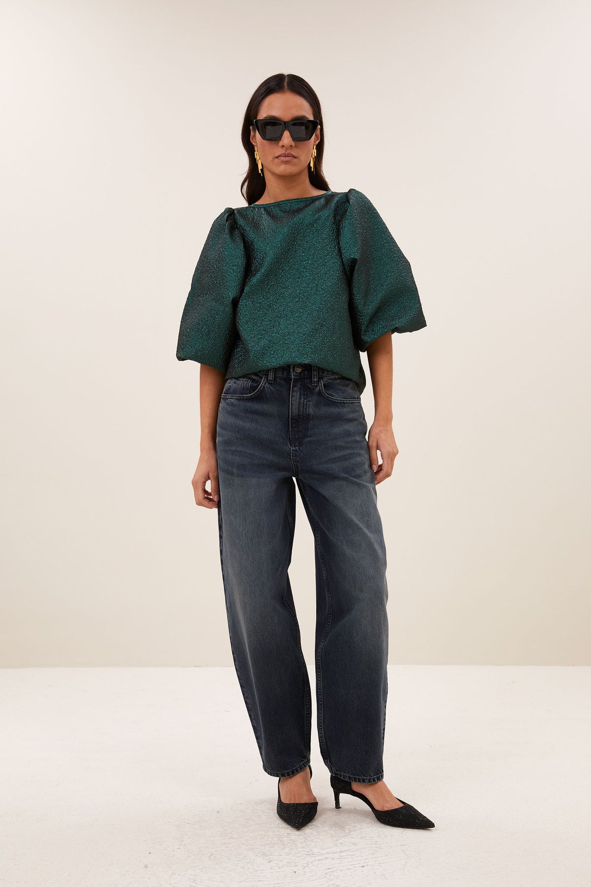 juta metallic blouse | green metallic