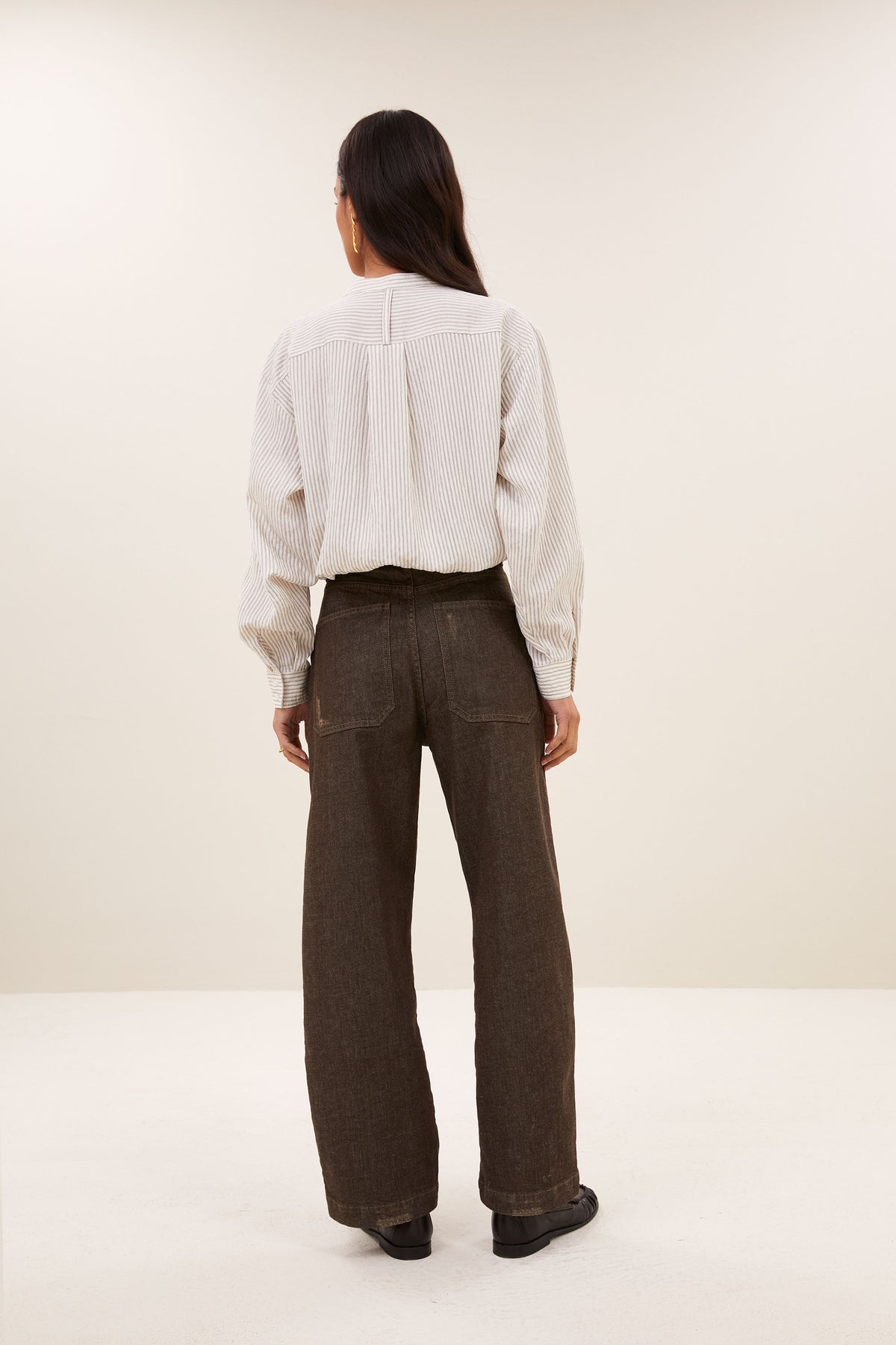 fia thin stripe blouse | jet black stripe