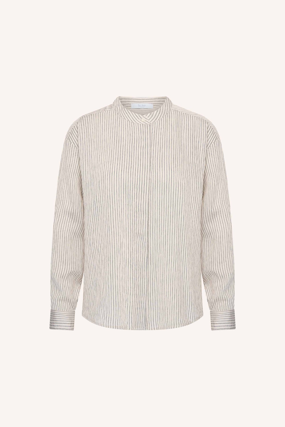 fia thin stripe blouse | jet black stripe