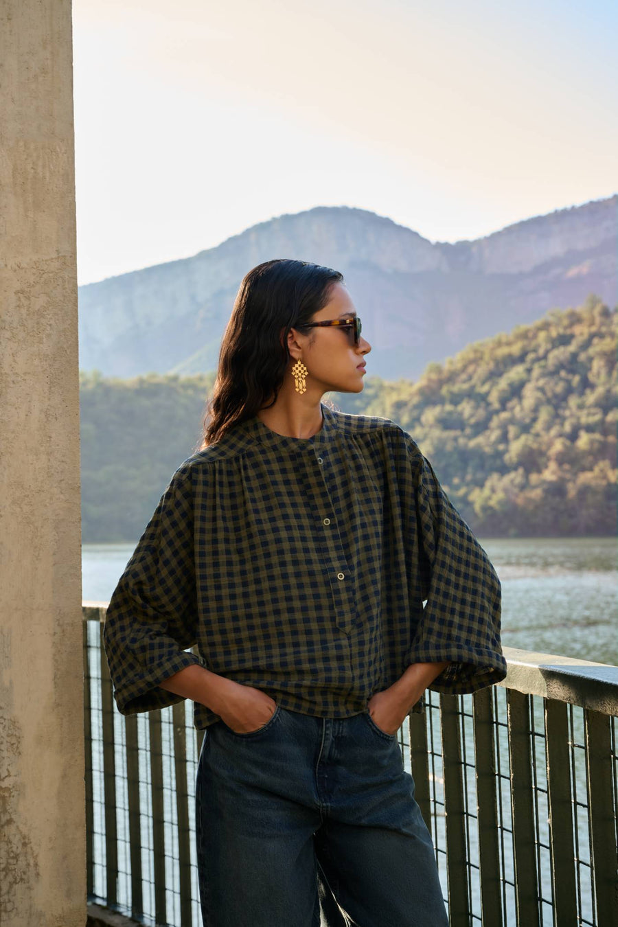 jess blouse | olive check
