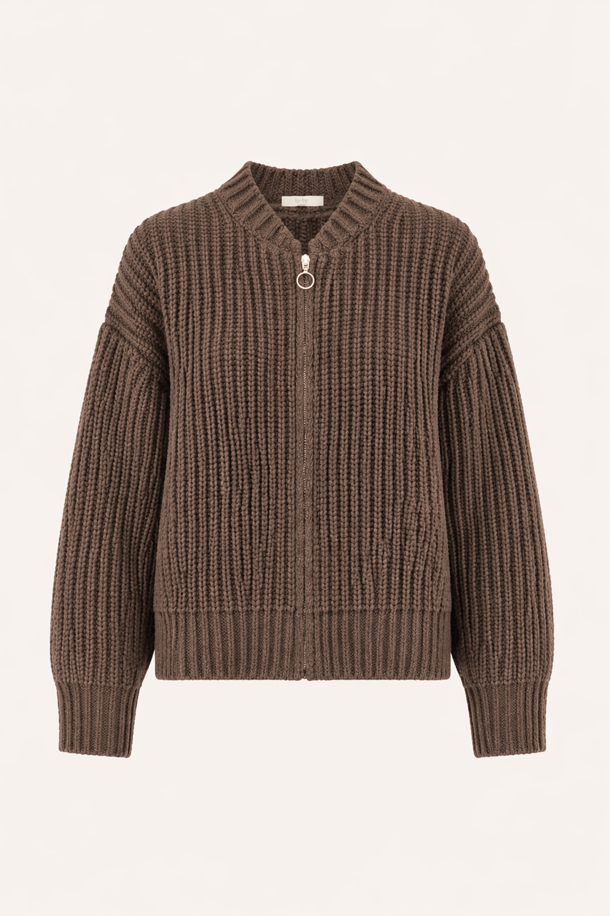 lavi-cardigan-biscuit-ribpatroon-ronde halslijn-ritssluiting-by-bar-productfoto