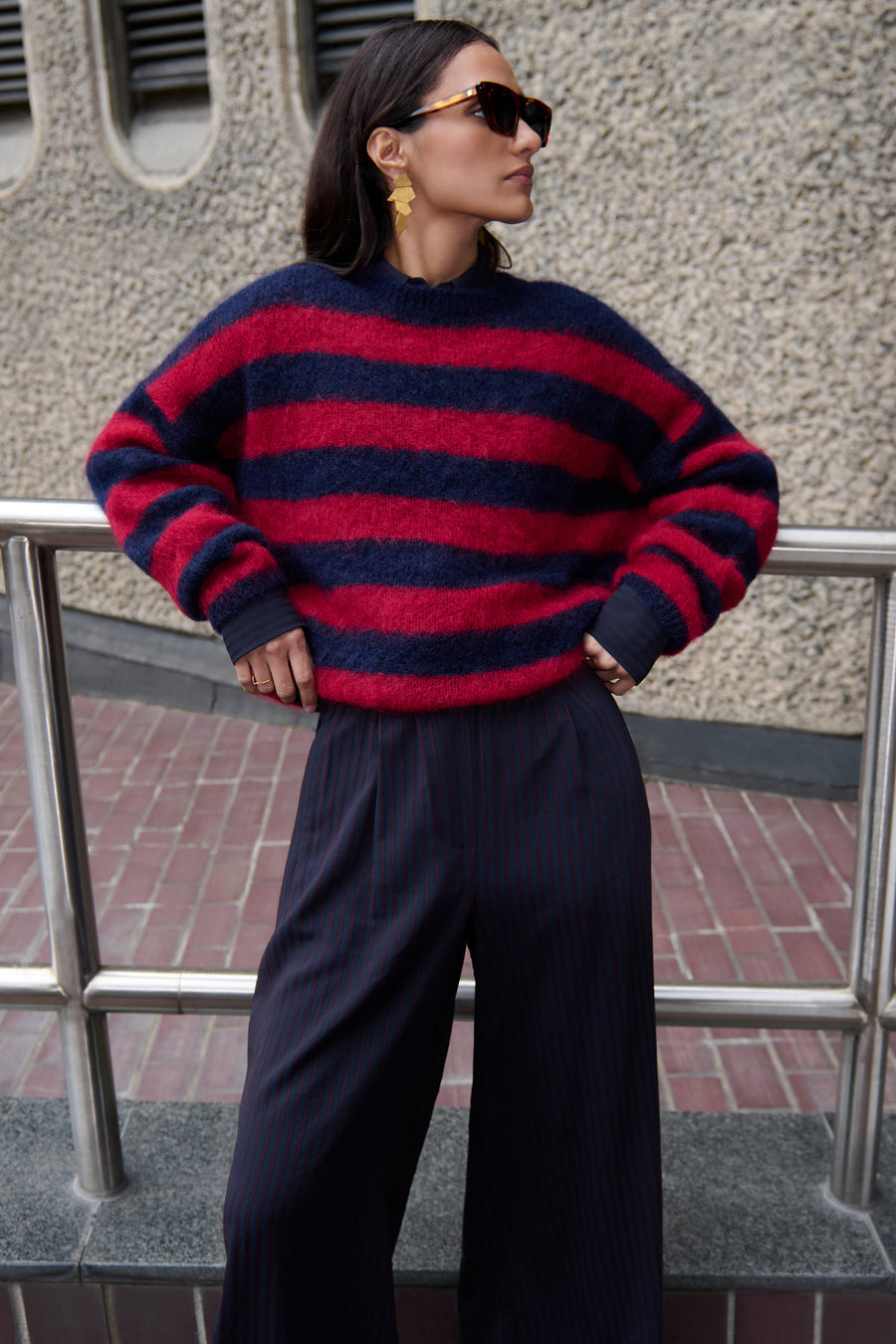 gigi stripe pullover | wine stripe
