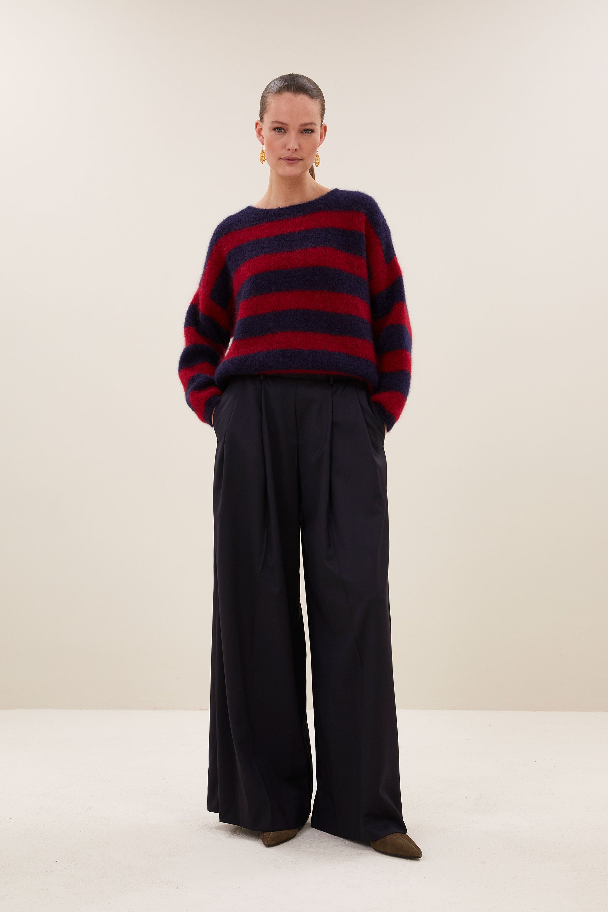 gigi stripe pullover | wine stripe
