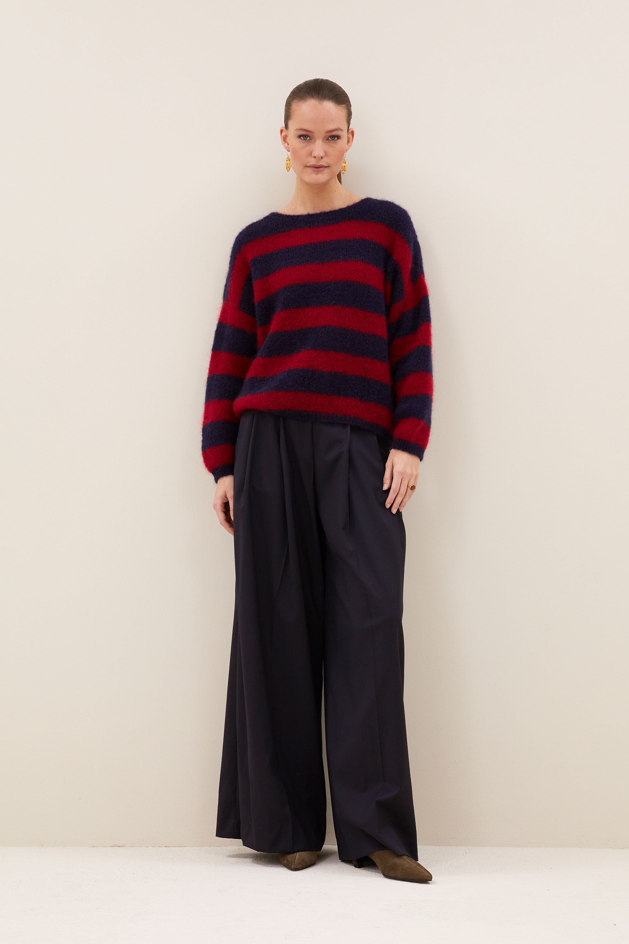 gigi stripe pullover | wine stripe