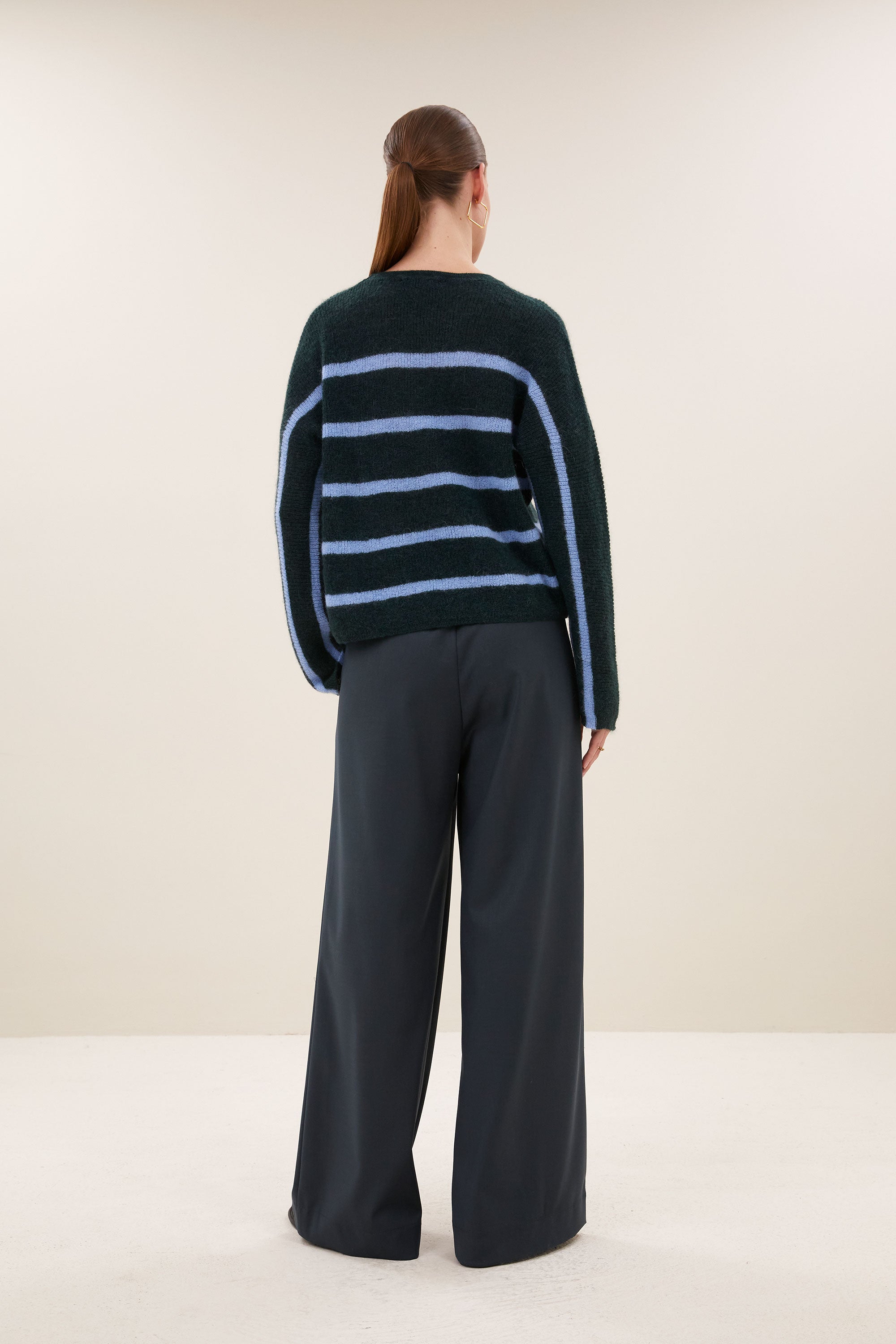 vide stripe pullover | green cloud stripe