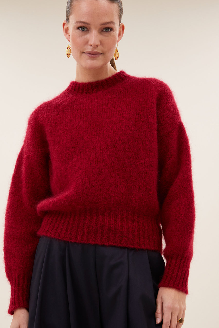 sonny-pullover-wine-rose-comfortabele draagervaring-gebreide patronen-must-have essential-by-bar-detail
